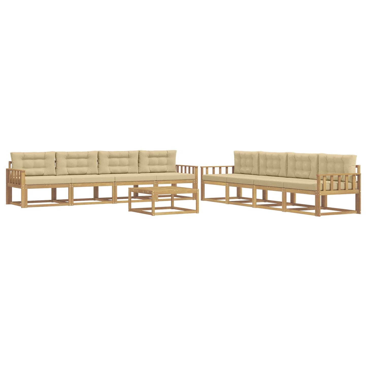 Buiten bankenset 9 pcs Wit en Beige 79 x 79 x 37 cm Polyester is nu te koop bij PeponiXL, paradijselijk wonen!