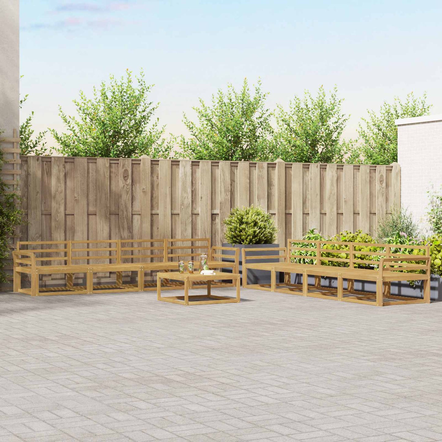 Buiten bankenset 9 pcs Wit 79 x 79 x 37 cm Massief Acaciahout is nu te koop bij PeponiXL, paradijselijk wonen!