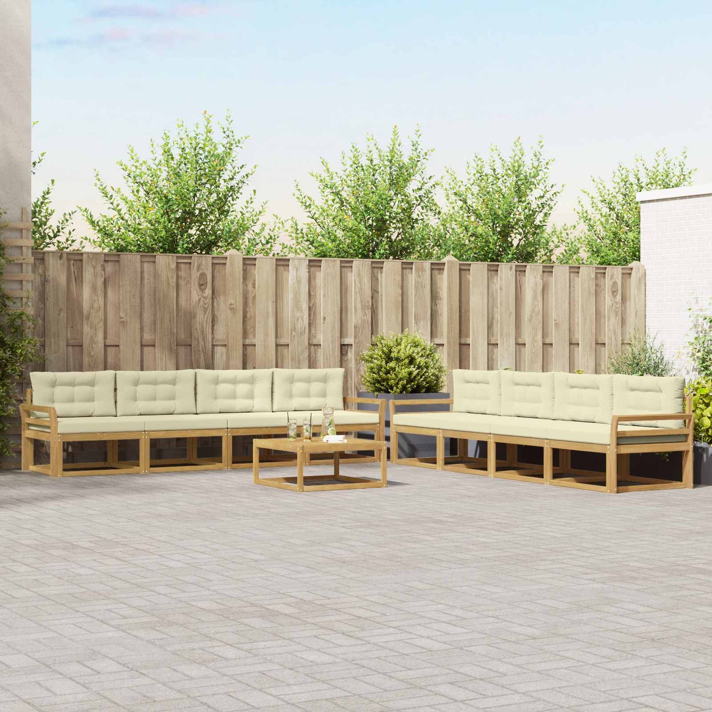 Buiten bankenset 9 pcs Wit en crèmekleurig 79 x 79 x 37 cm is nu te koop bij PeponiXL, paradijselijk wonen!
