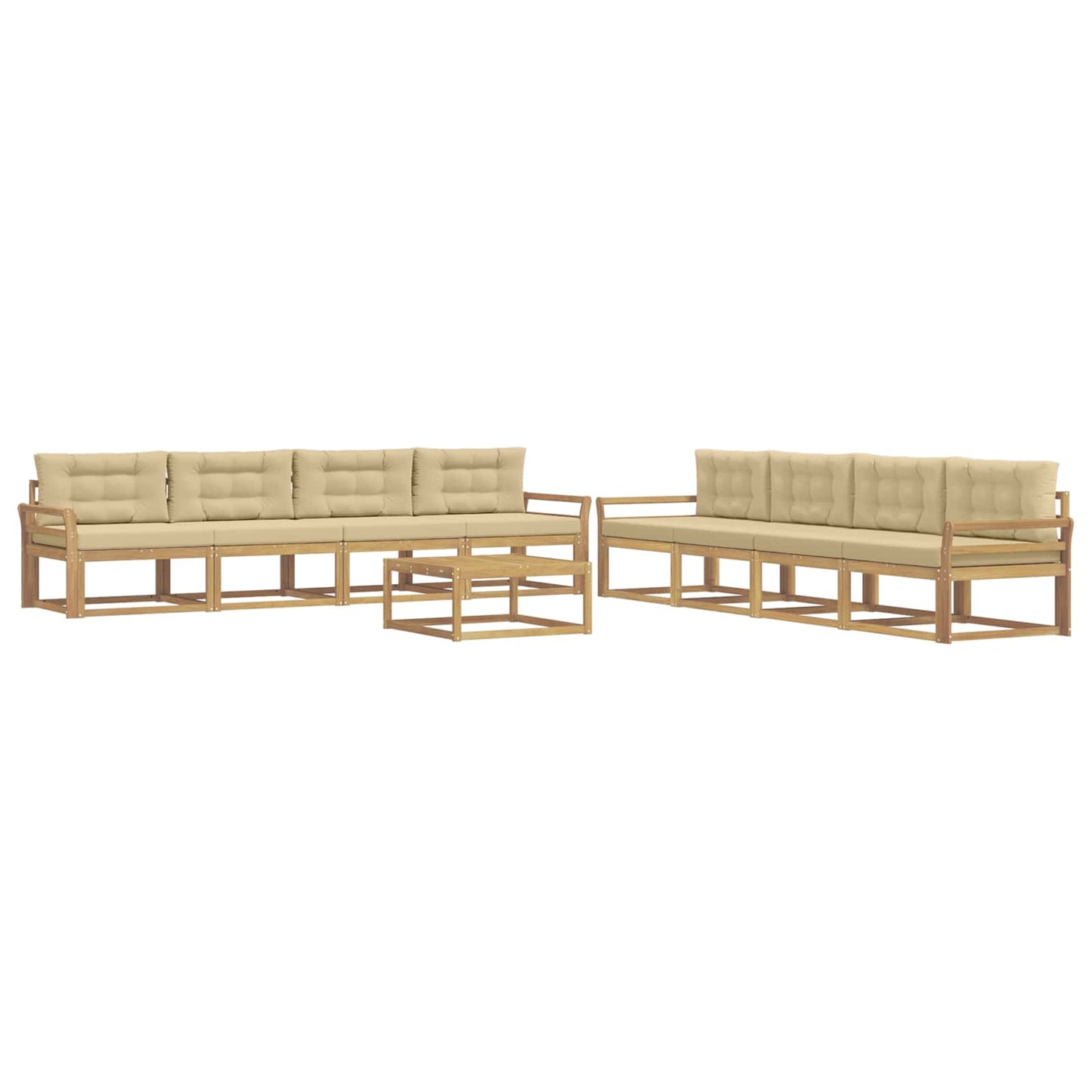Buiten bankenset 9 pcs Wit en Beige 79 x 79 x 37 cm Polyester is nu te koop bij PeponiXL, paradijselijk wonen!
