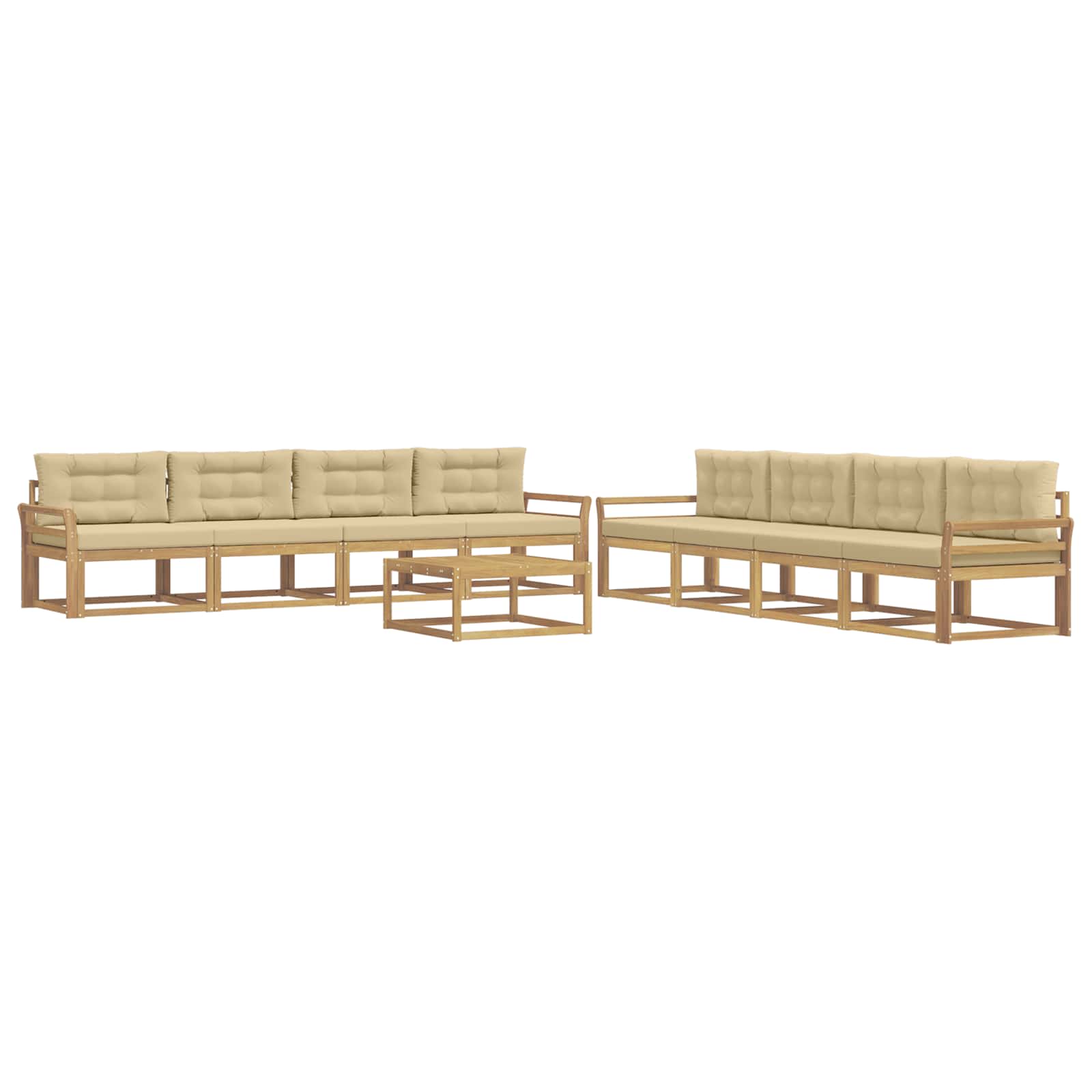 Buiten bankenset 9 pcs Wit en Beige 79 x 79 x 37 cm Polyester is nu te koop bij PeponiXL, paradijselijk wonen!