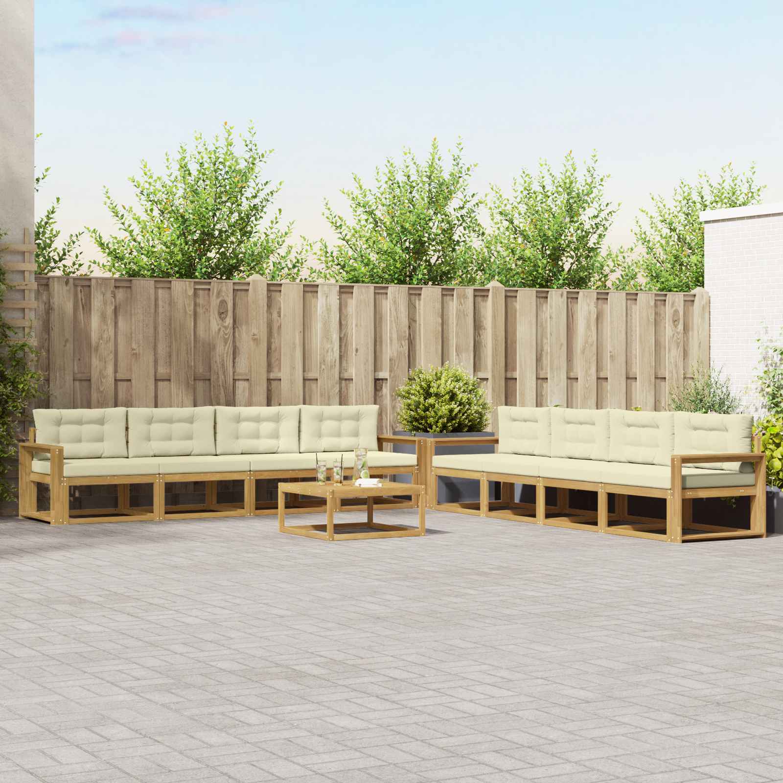 Buiten bankenset 9 pcs Wit en crèmekleurig 79 x 79 x 37 cm is nu te koop bij PeponiXL, paradijselijk wonen!