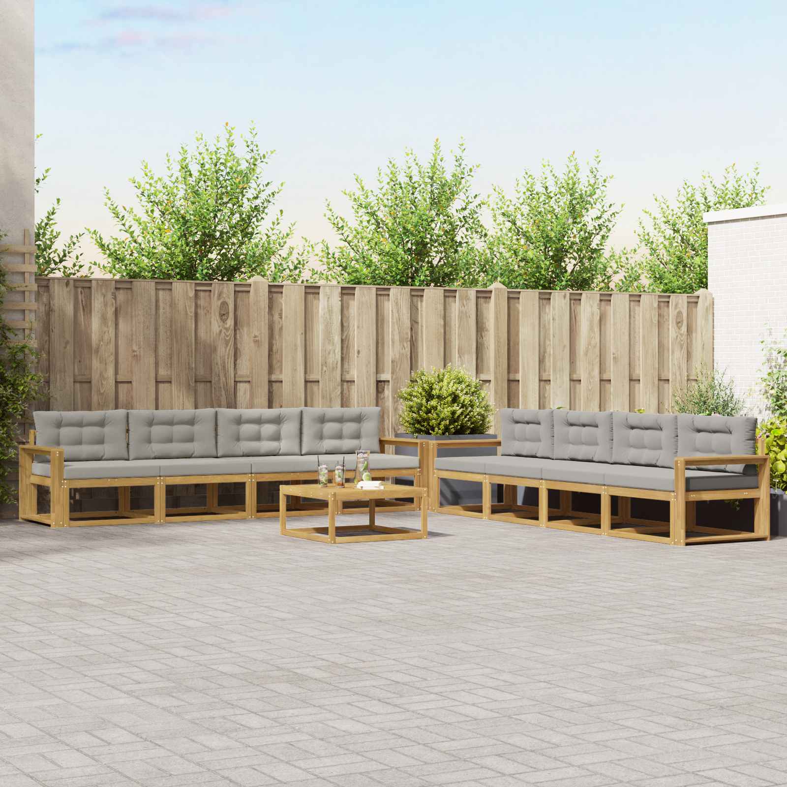 Buiten bankenset 9 pcs Wit en Lichtgrijs 79 x 79 x 37 cm is nu te koop bij PeponiXL, paradijselijk wonen!