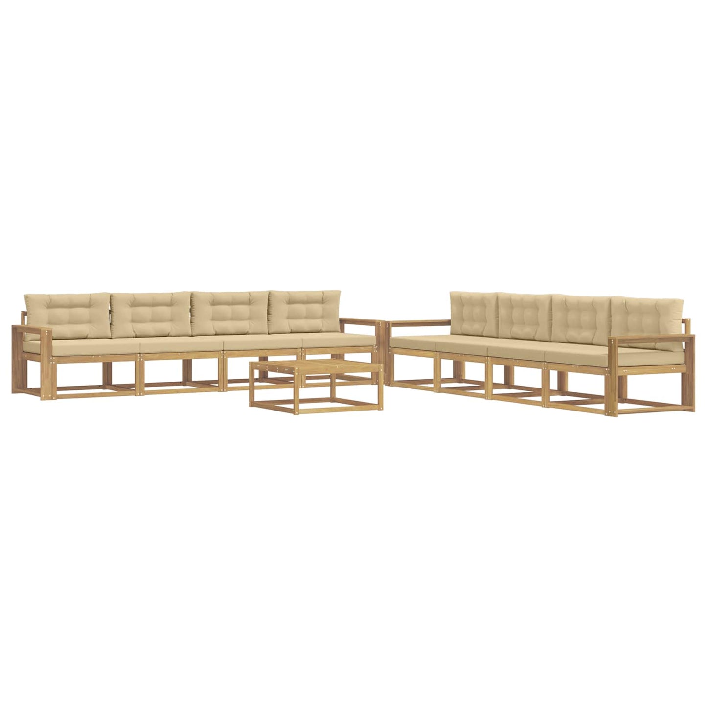 Buiten bankenset 9 pcs Wit en Beige 79 x 79 x 37 cm Polyester is nu te koop bij PeponiXL, paradijselijk wonen!