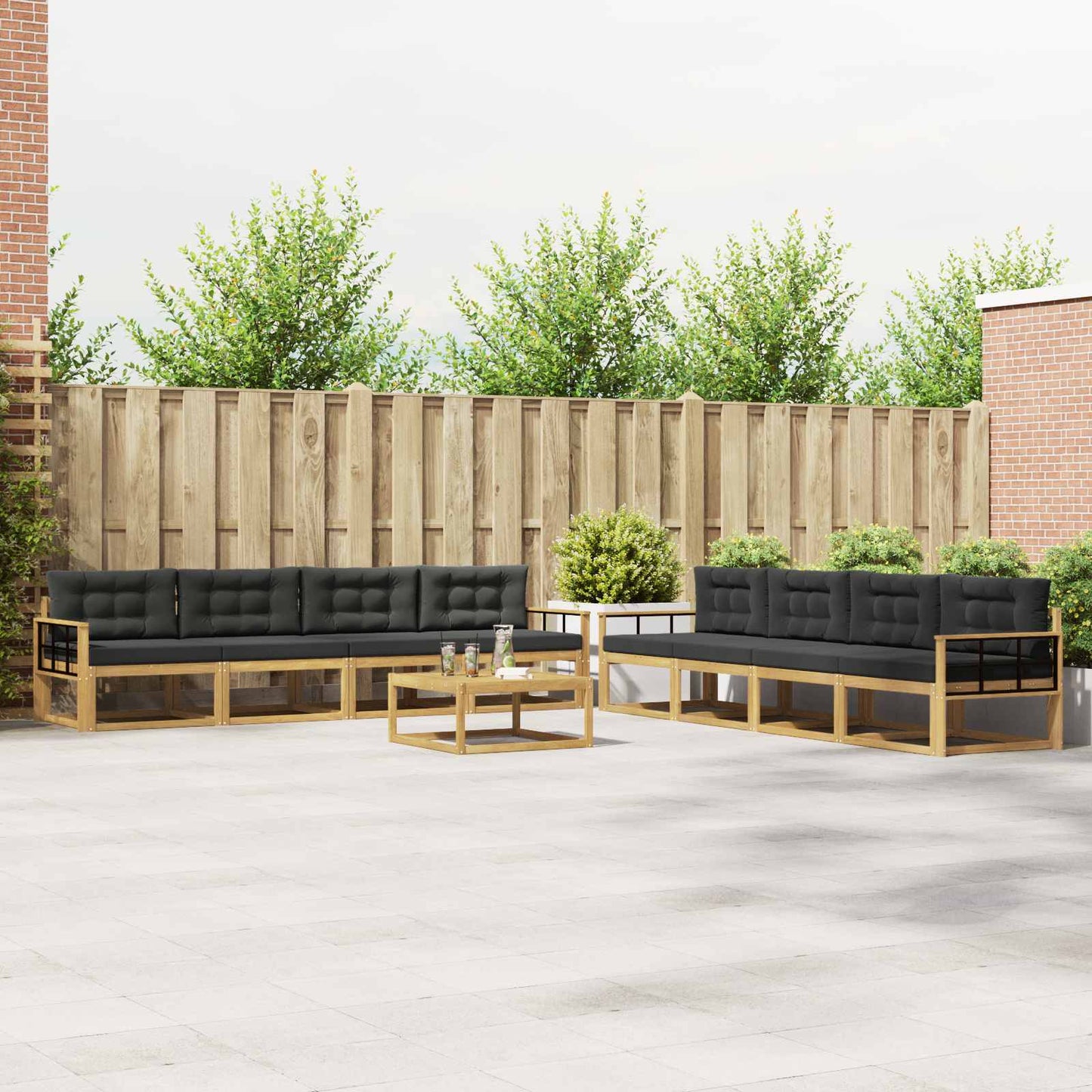 Buiten bankenset 9 pcs Wit en antracietkleurig 79 x 79 x 37 cm is nu te koop bij PeponiXL, paradijselijk wonen!