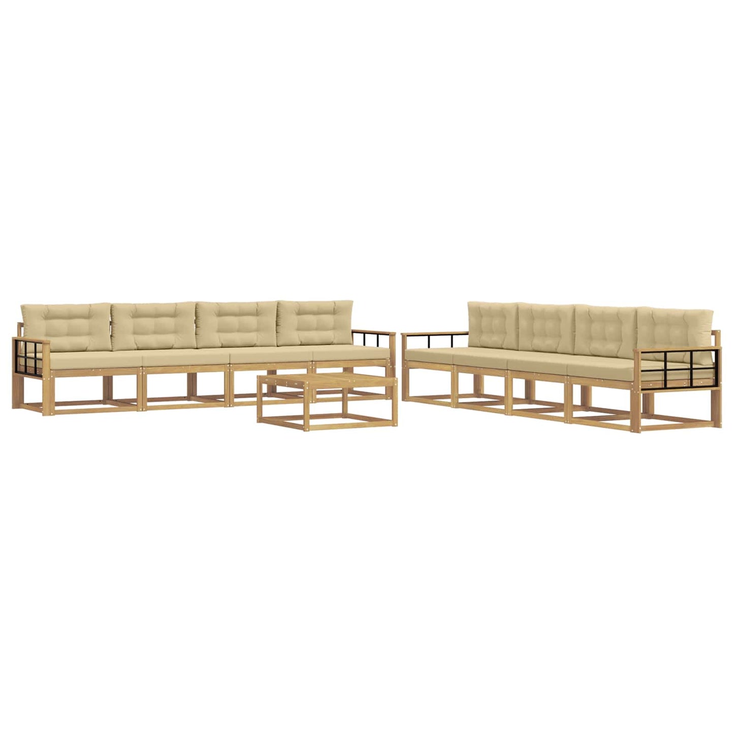 Buiten bankenset 9 pcs Wit en Beige 79 x 79 x 37 cm Polyester is nu te koop bij PeponiXL, paradijselijk wonen!