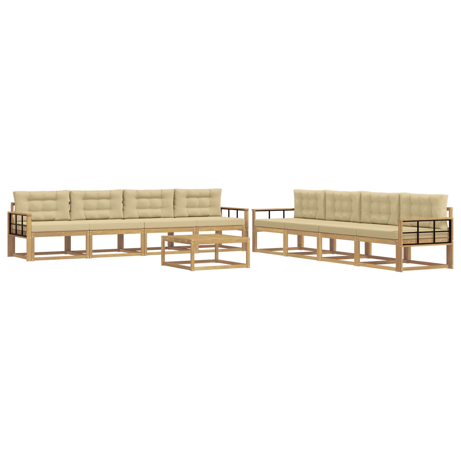 Buiten bankenset 9 pcs Wit en Beige 79 x 79 x 37 cm Polyester is nu te koop bij PeponiXL, paradijselijk wonen!