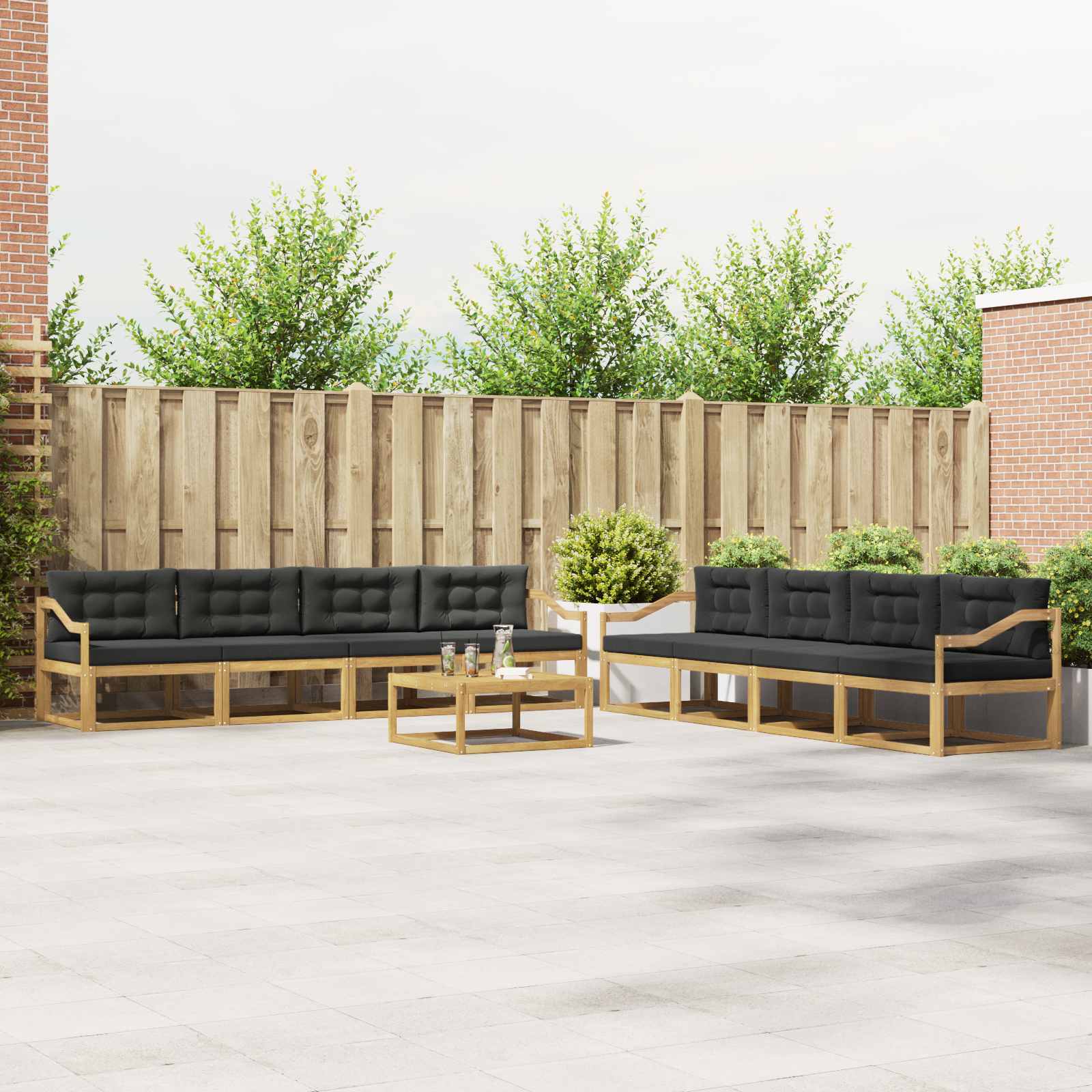 Buiten bankenset 9 pcs Wit en antracietkleurig 79 x 79 x 37 cm is nu te koop bij PeponiXL, paradijselijk wonen!