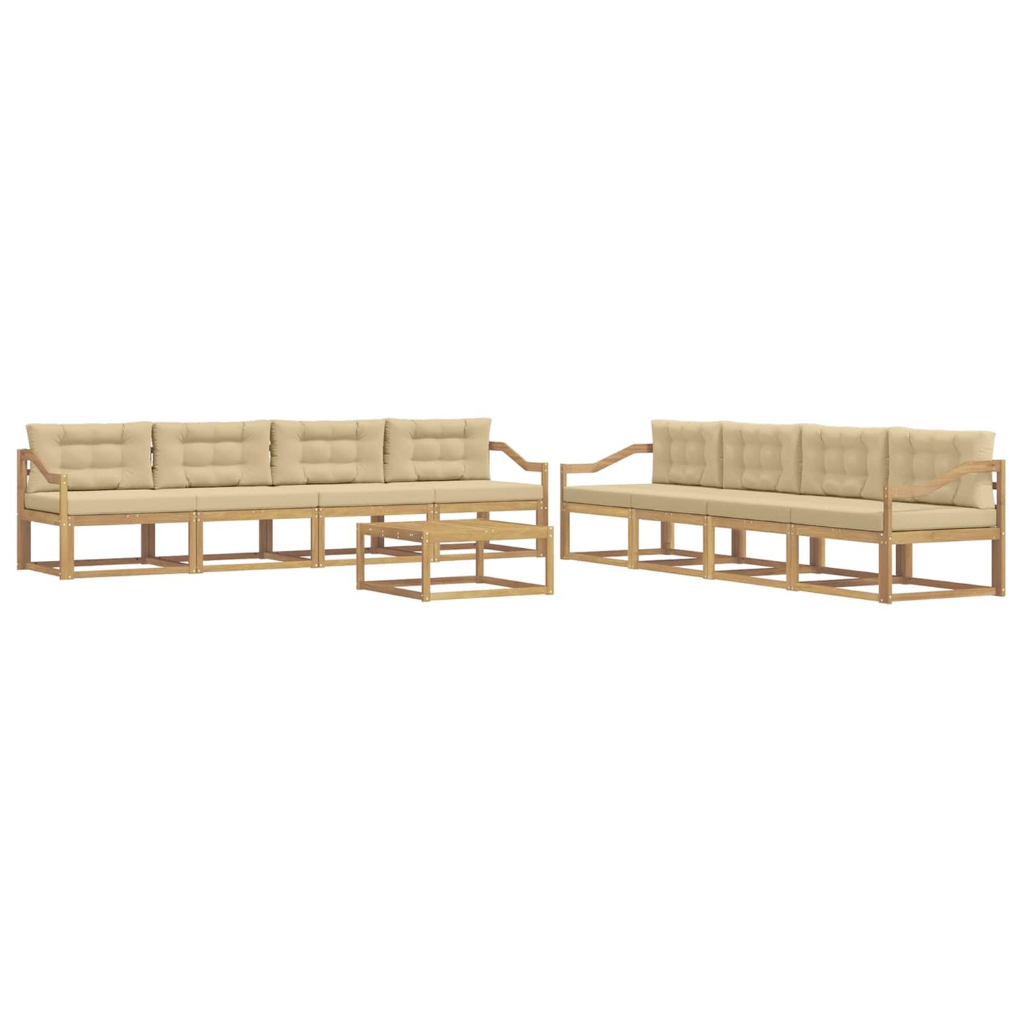 Buiten bankenset 9 pcs Wit en Beige 79 x 79 x 37 cm Polyester is nu te koop bij PeponiXL, paradijselijk wonen!