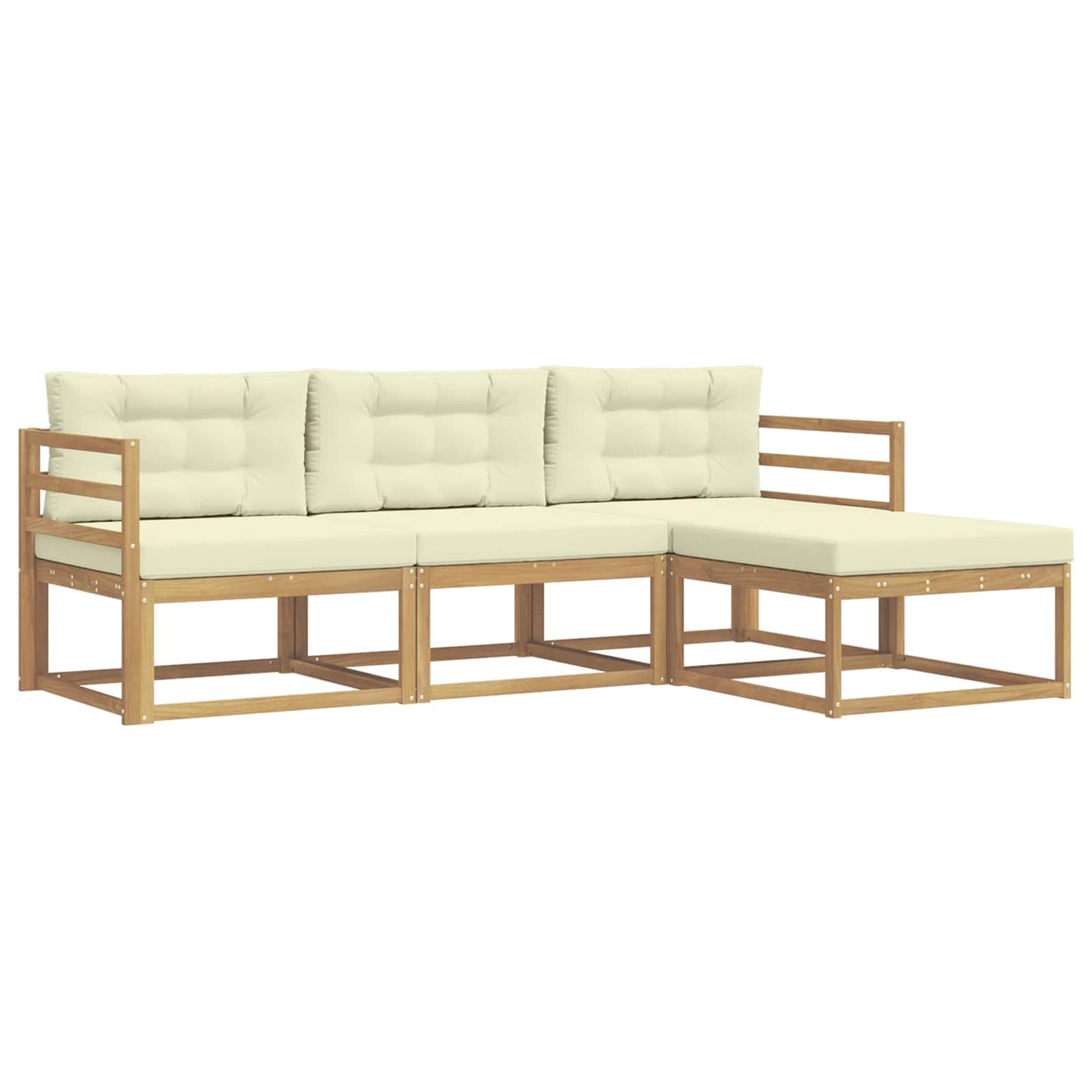 Buiten bankenset met kussen 4 pcs Wit en crèmekleurig Polyester is nu te koop bij PeponiXL, paradijselijk wonen!