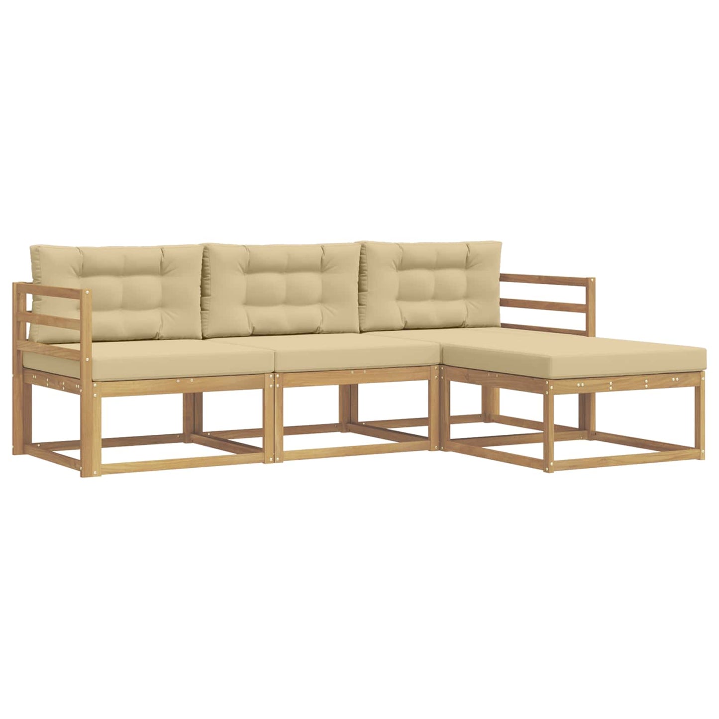 Buiten bankenset met kussen 4 pcs Wit en Beige Polyester is nu te koop bij PeponiXL, paradijselijk wonen!