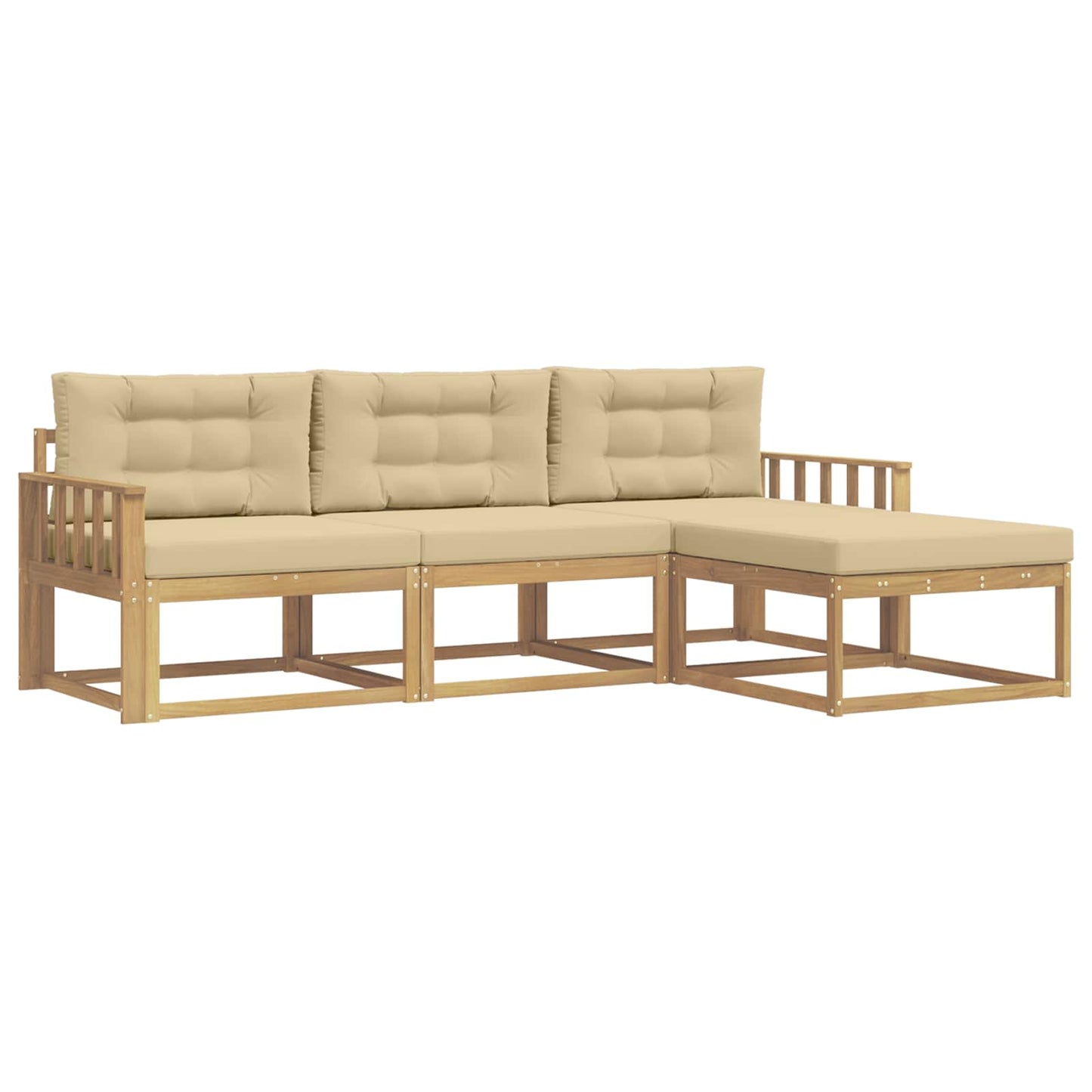 Buiten bankenset met kussen 4 pcs Wit en Beige Polyester is nu te koop bij PeponiXL, paradijselijk wonen!