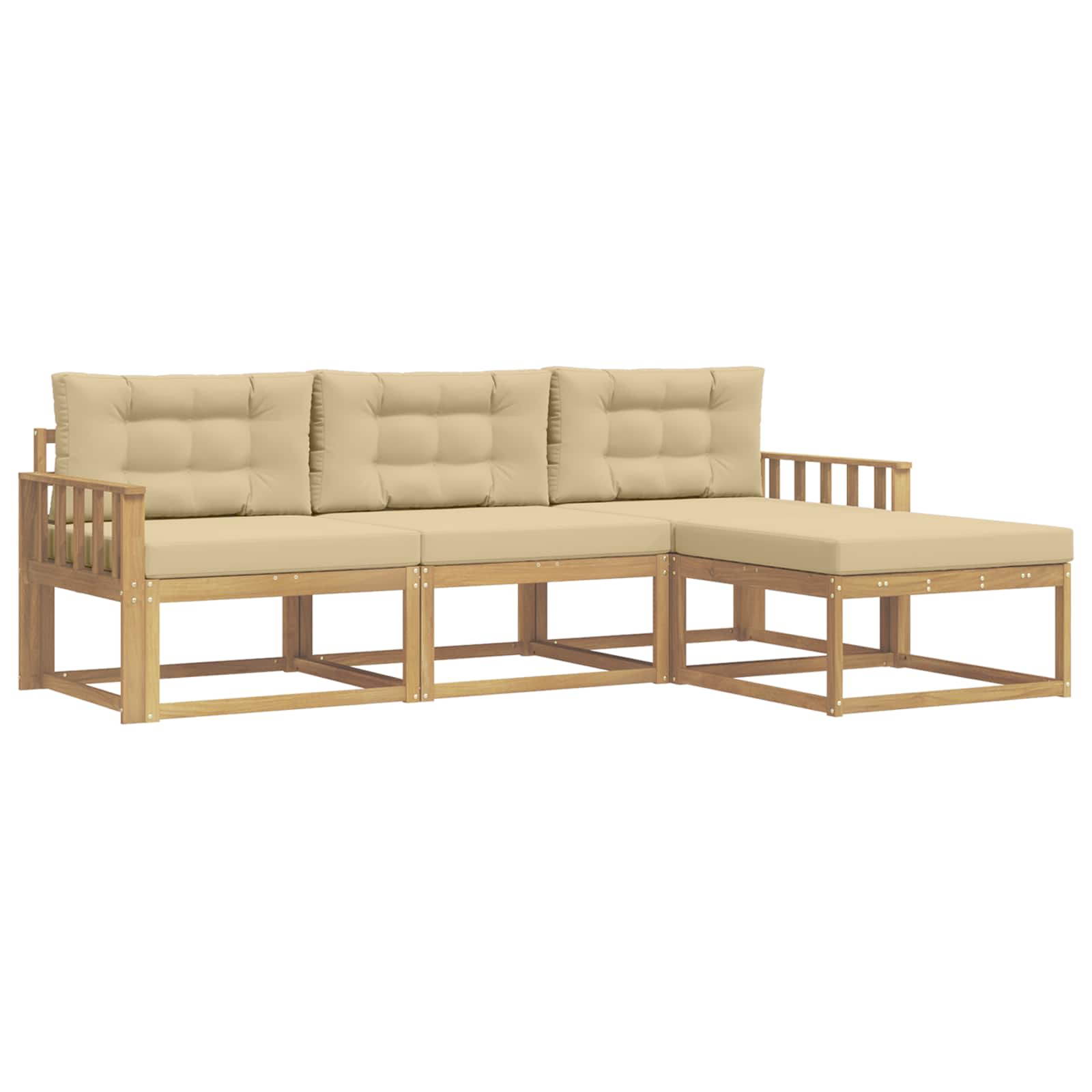 Buiten bankenset met kussen 4 pcs Wit en Beige Polyester is nu te koop bij PeponiXL, paradijselijk wonen!