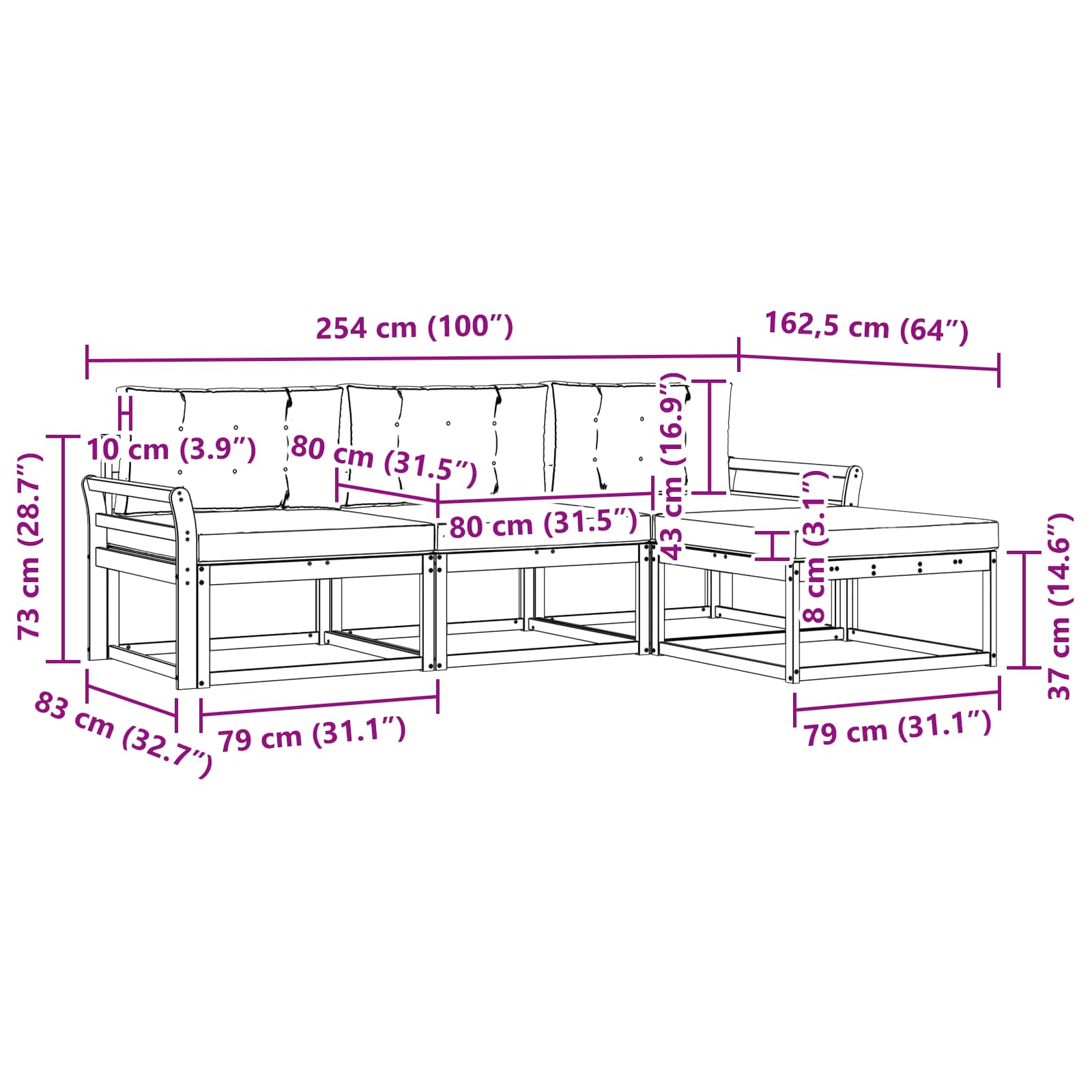 Buiten bankenset 4 pcs Wit en antracietkleurig Polyester is nu te koop bij PeponiXL, paradijselijk wonen!