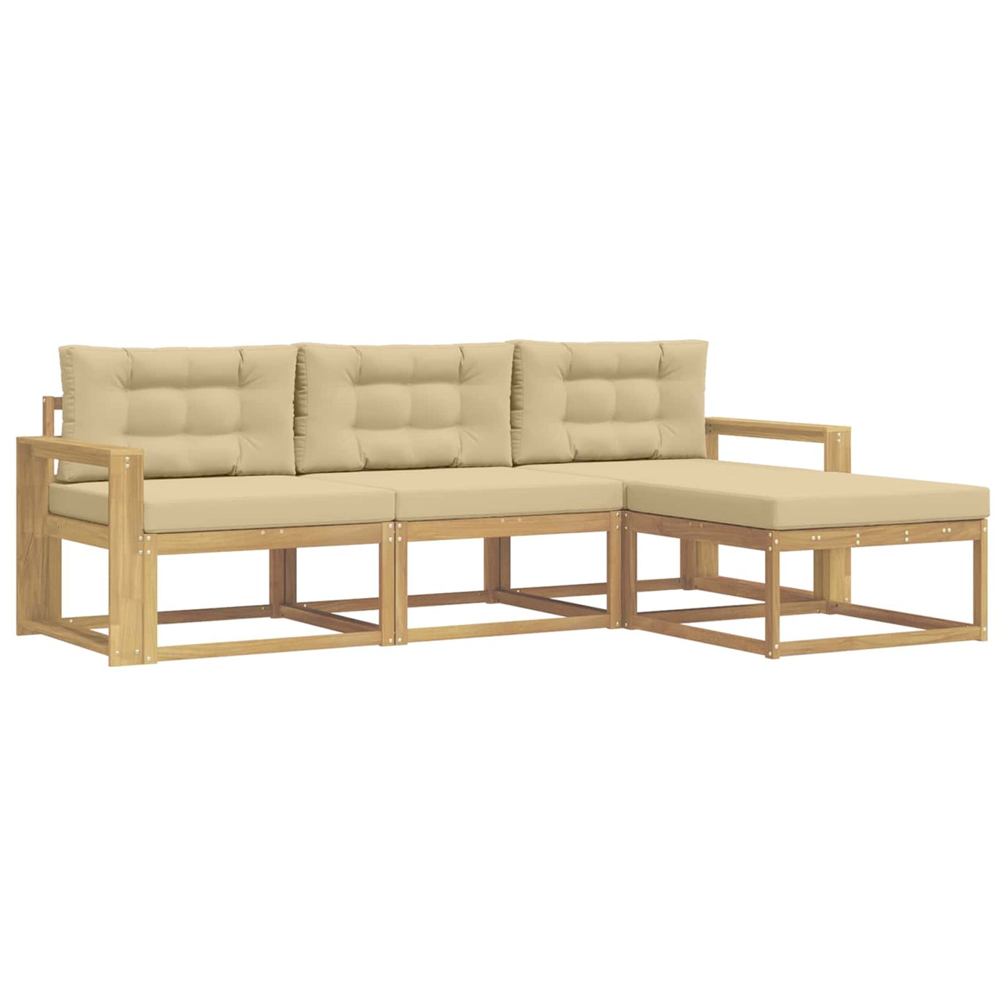 Buiten bankenset met kussen 4 pcs Wit en Beige Polyester is nu te koop bij PeponiXL, paradijselijk wonen!