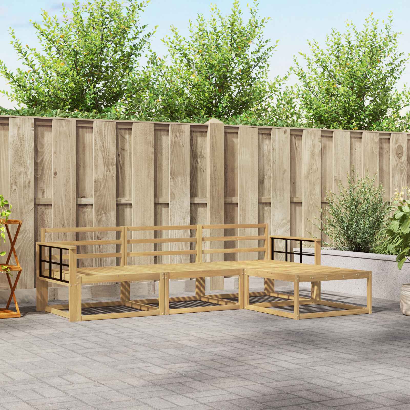 Buiten bankenset 4 pcs Wit 249,5 x 162,5 x 73 cm is nu te koop bij PeponiXL, paradijselijk wonen!