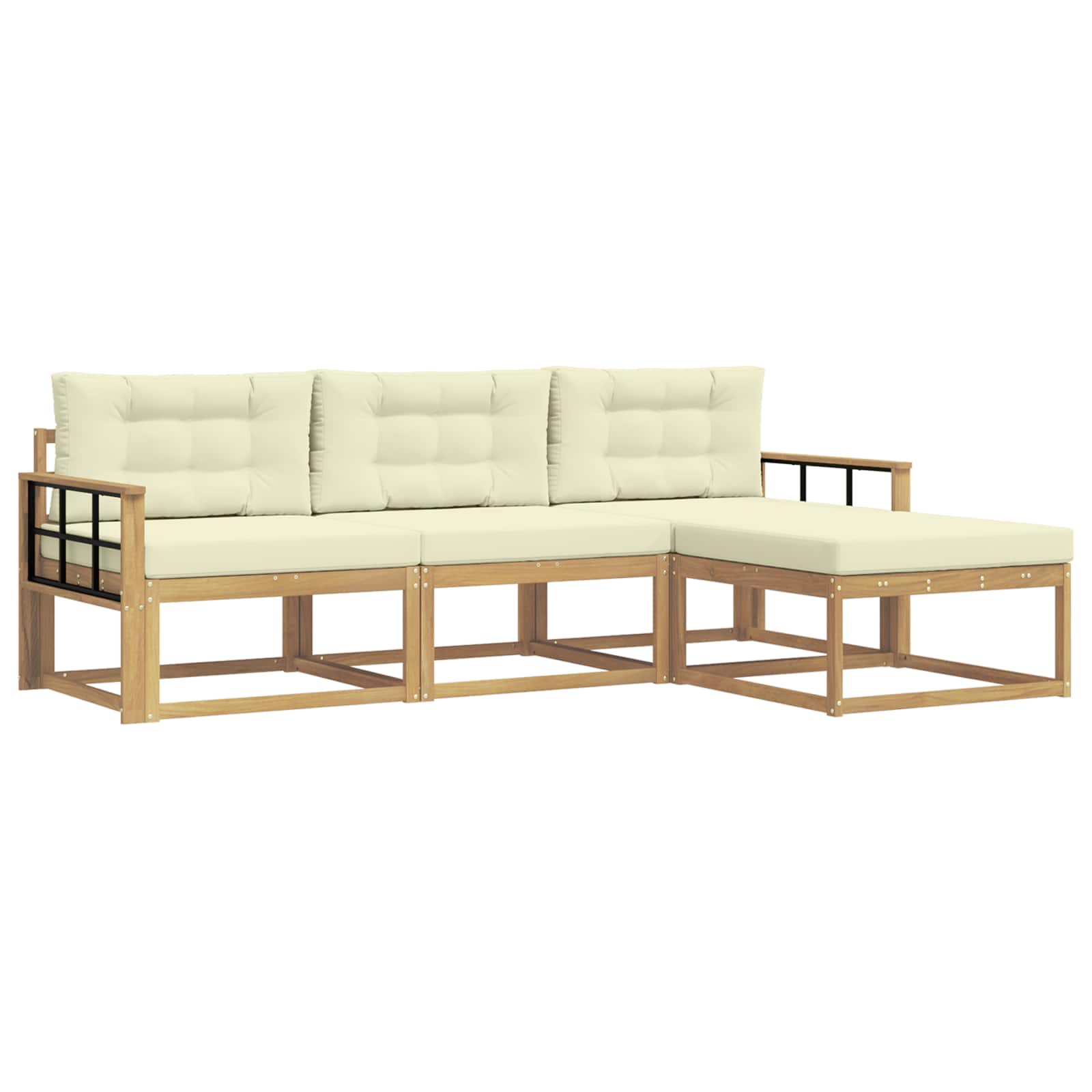 Buiten bankenset met kussen 4 pcs Wit en crèmekleurig Polyester is nu te koop bij PeponiXL, paradijselijk wonen!