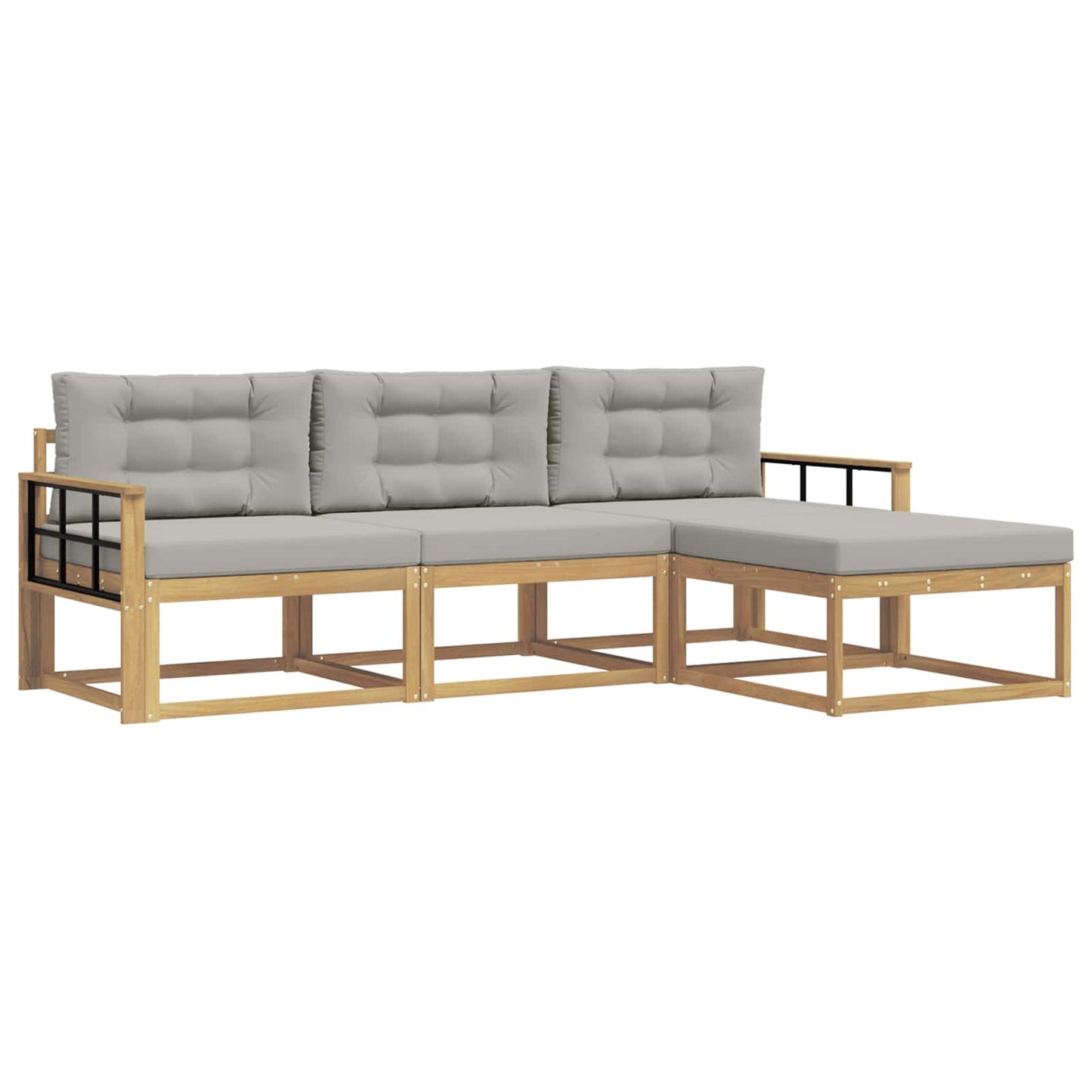 Buiten bankenset met kussen 4 pcs Wit en Lichtgrijs Polyester is nu te koop bij PeponiXL, paradijselijk wonen!