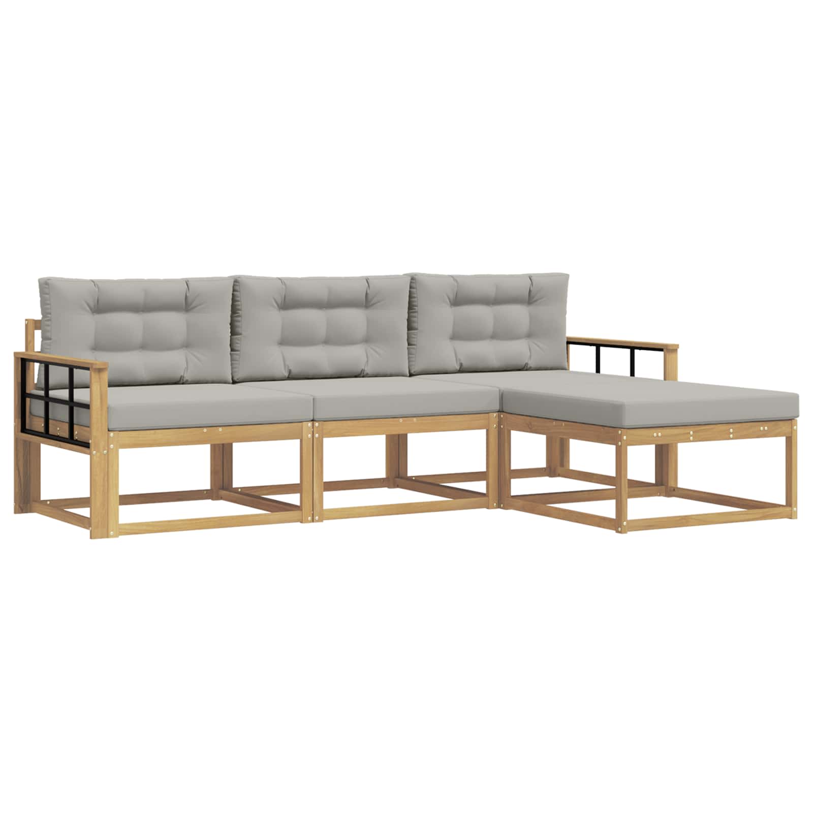 Buiten bankenset met kussen 4 pcs Wit en Lichtgrijs Polyester is nu te koop bij PeponiXL, paradijselijk wonen!