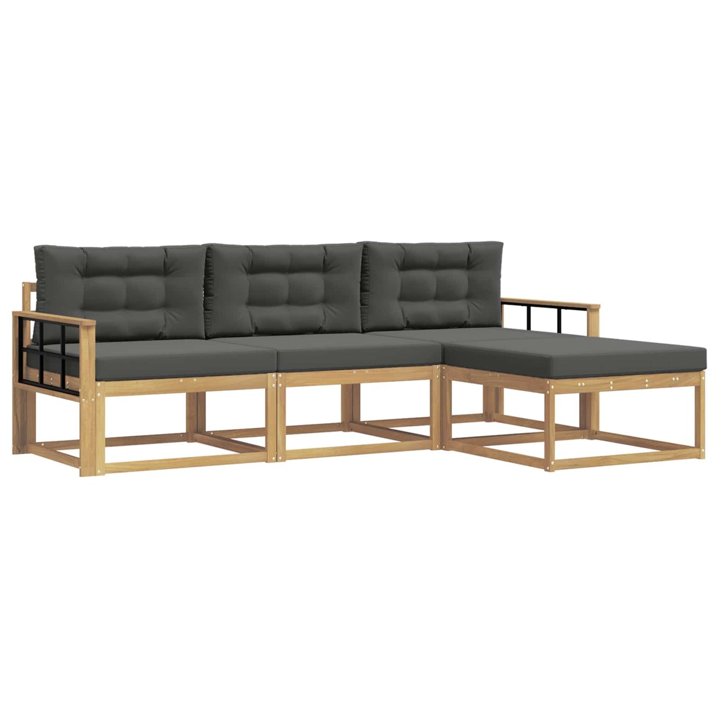 Buiten bankenset 4 pcs Wit en antracietkleurig Polyester is nu te koop bij PeponiXL, paradijselijk wonen!