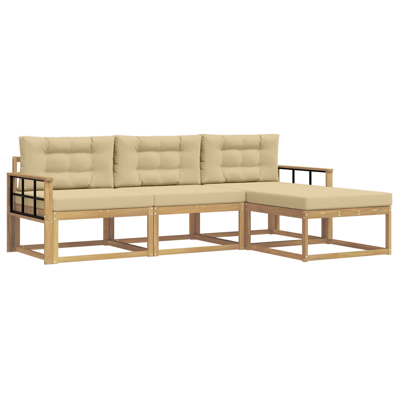 Buiten bankenset met kussen 4 pcs Wit en Beige Polyester is nu te koop bij PeponiXL, paradijselijk wonen!