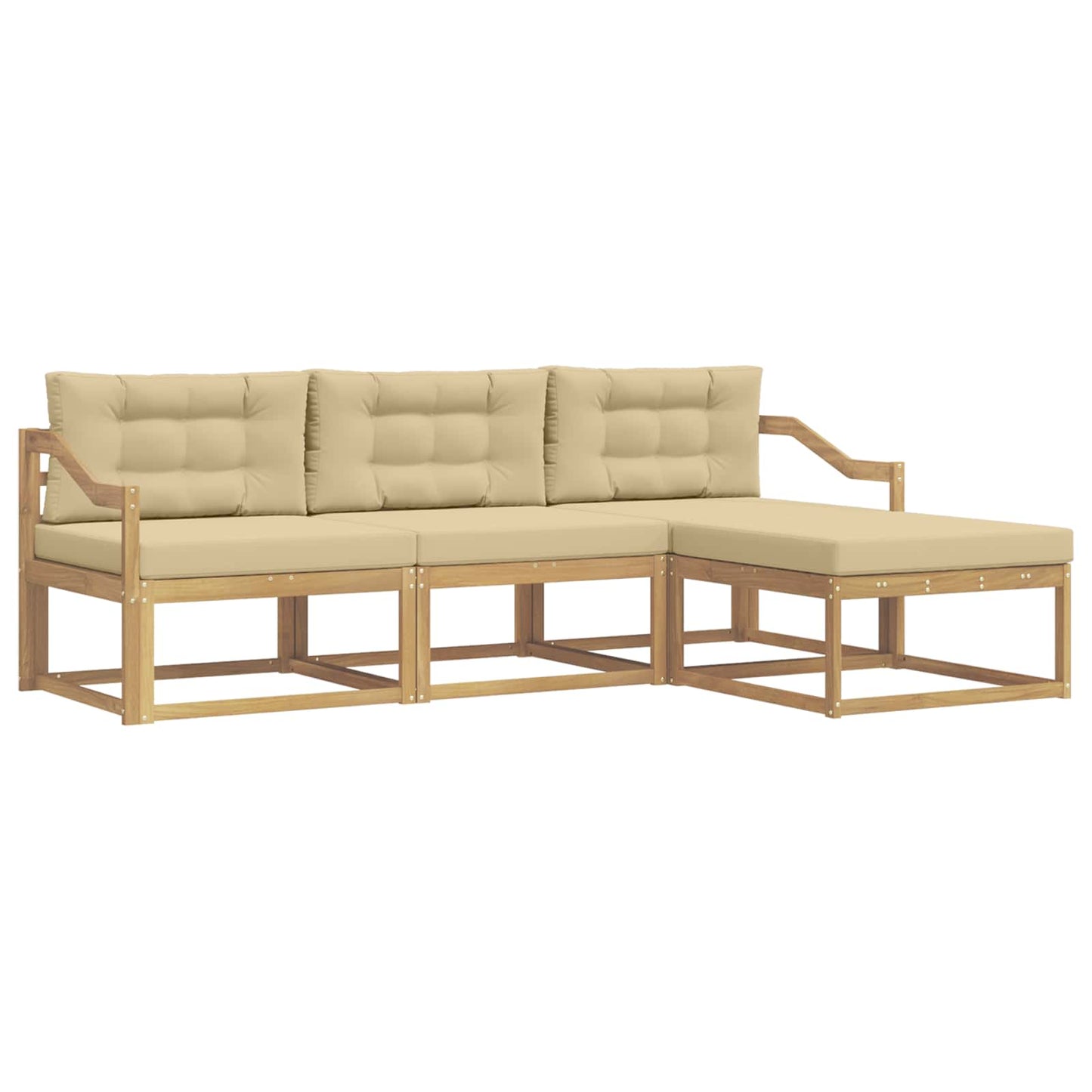 Buiten bankenset met kussen 4 pcs Wit en Beige Polyester is nu te koop bij PeponiXL, paradijselijk wonen!
