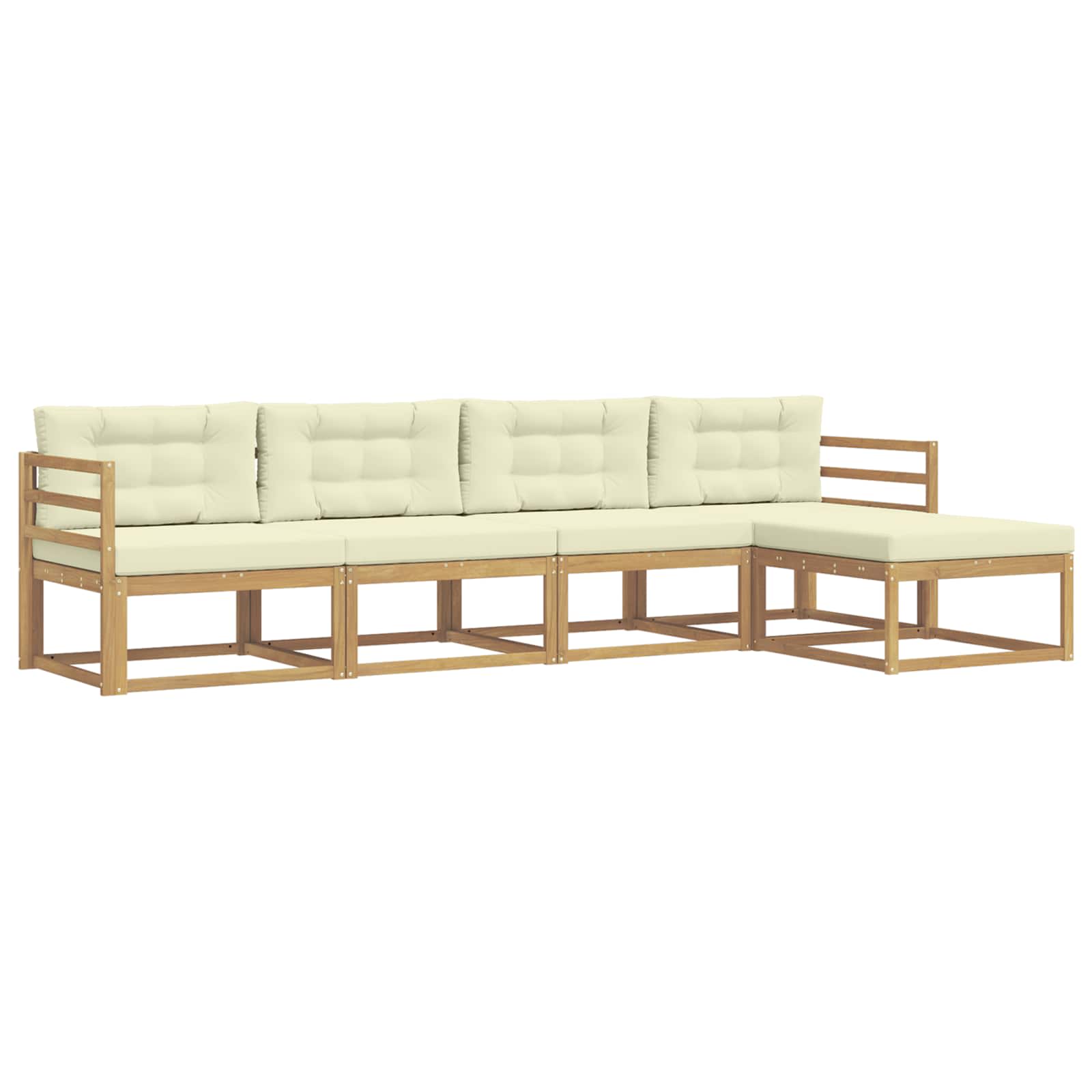 Buiten bankenset met kussen 4 pcs Wit en crèmekleurig Polyester is nu te koop bij PeponiXL, paradijselijk wonen!