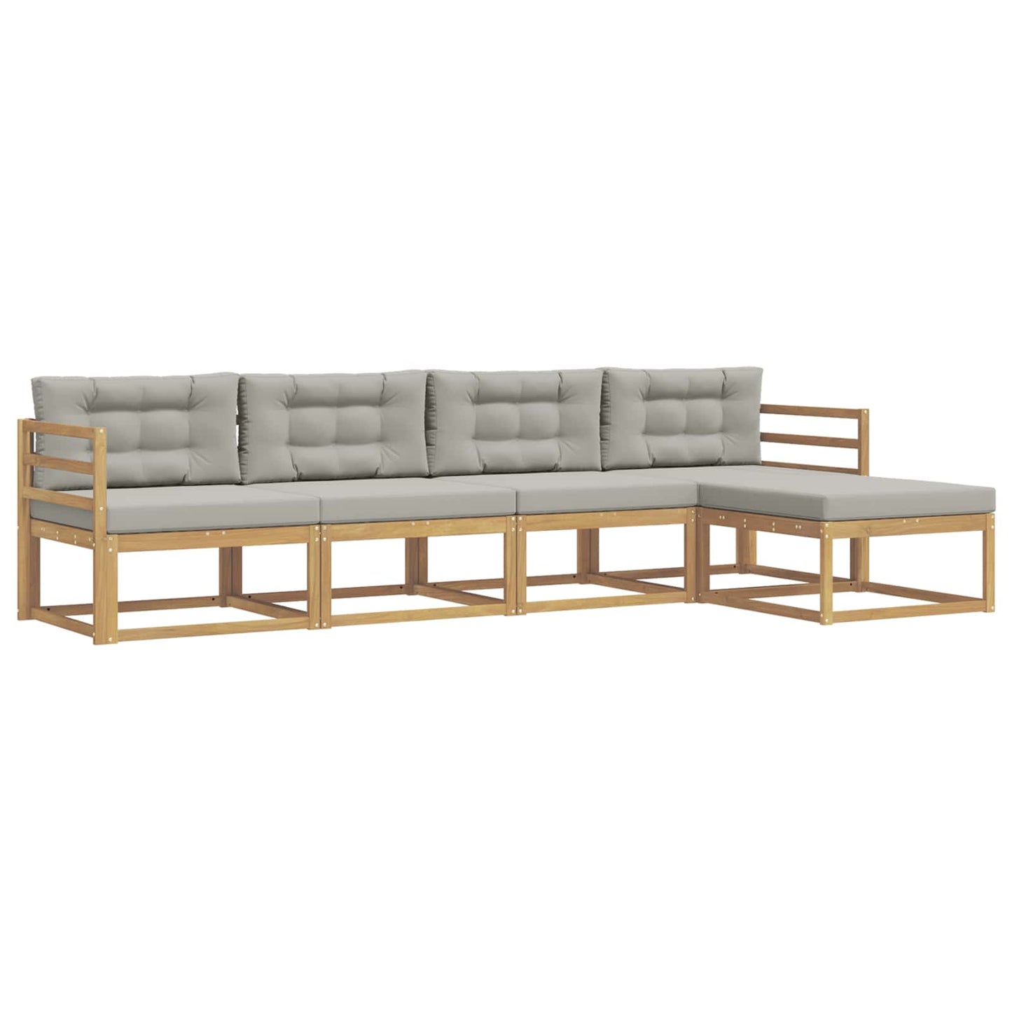 Buiten bankenset met kussen 4 pcs Wit en Lichtgrijs Polyester is nu te koop bij PeponiXL, paradijselijk wonen!