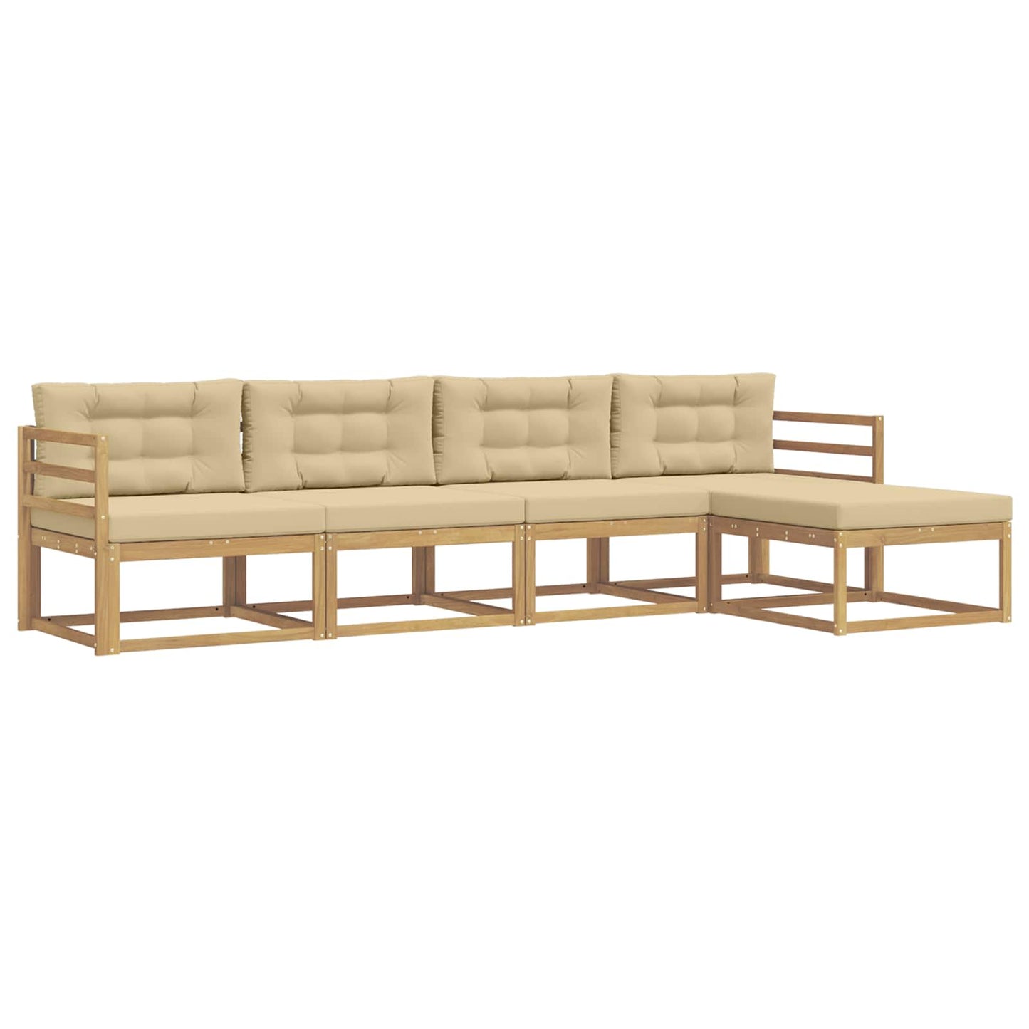 Buiten bankenset met kussen 4 pcs Wit en Beige Polyester is nu te koop bij PeponiXL, paradijselijk wonen!