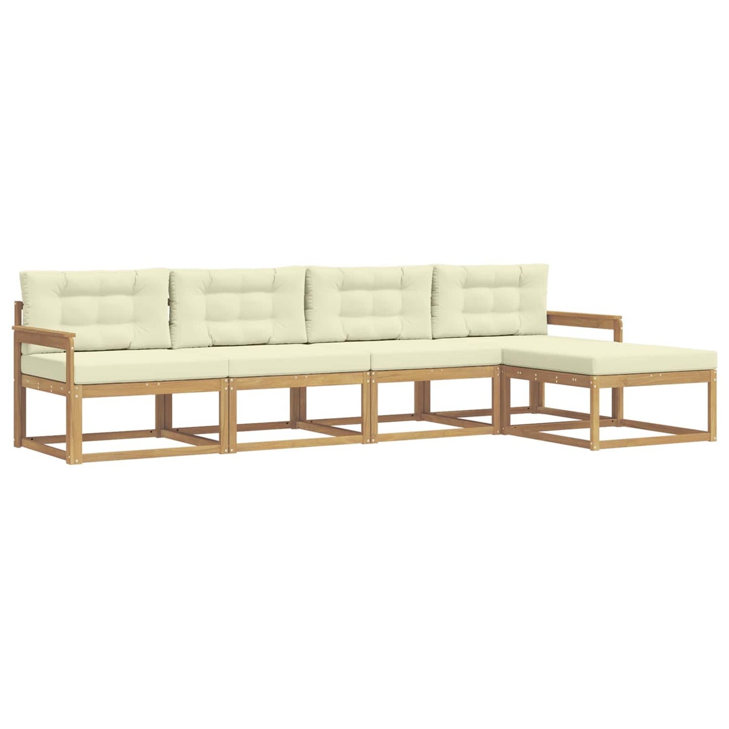 Buiten bankenset met kussen 4 pcs Wit en crèmekleurig Polyester is nu te koop bij PeponiXL, paradijselijk wonen!