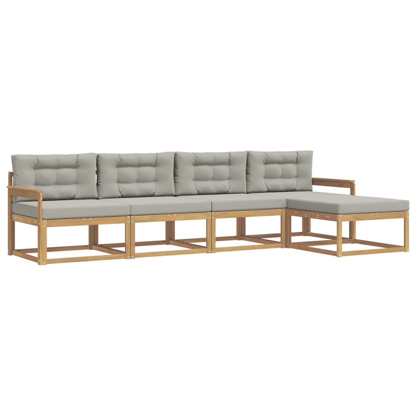 Buiten bankenset met kussen 4 pcs Wit en Lichtgrijs Polyester is nu te koop bij PeponiXL, paradijselijk wonen!