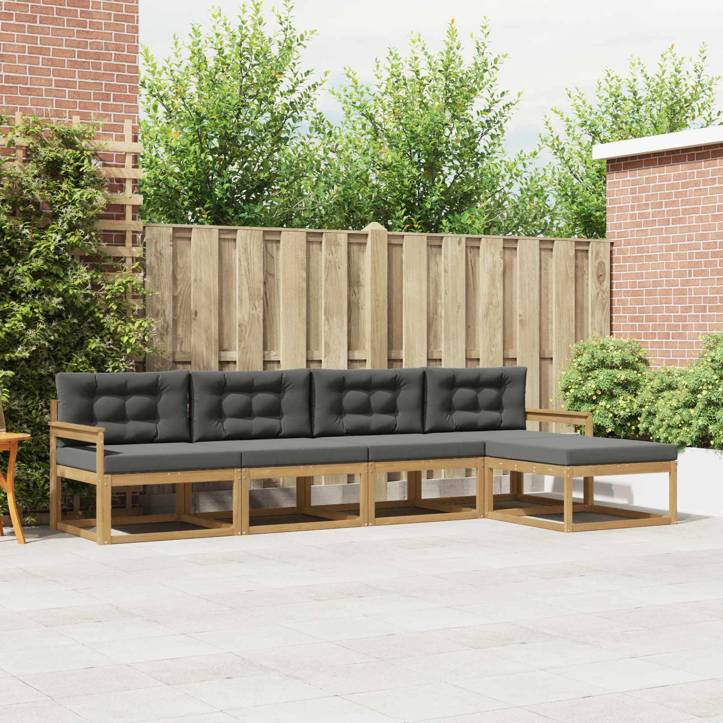 Buiten bankenset 4 pcs Wit en antracietkleurig Polyester is nu te koop bij PeponiXL, paradijselijk wonen!