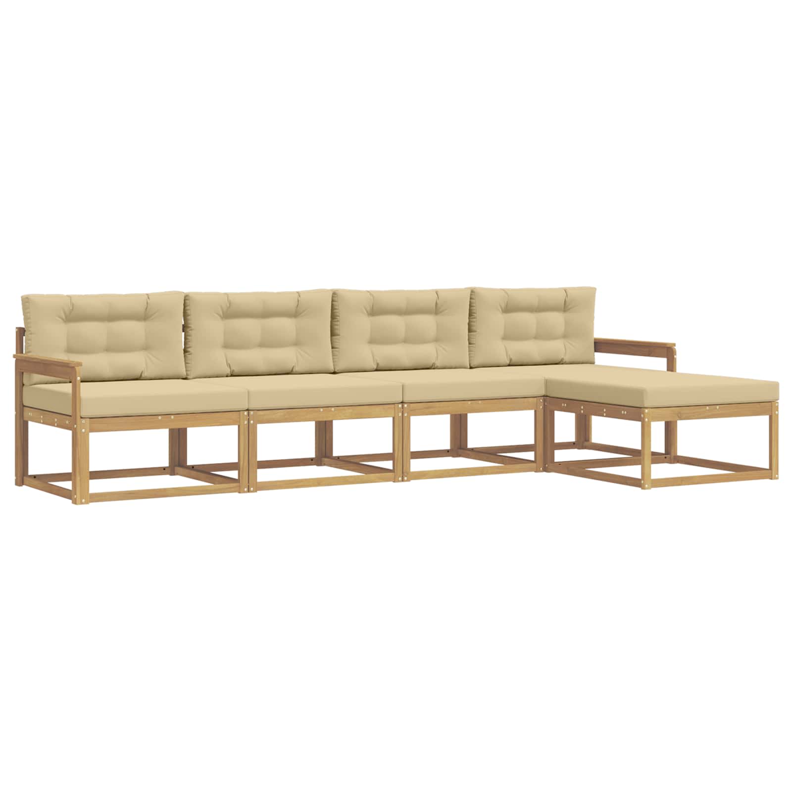 Buiten bankenset met kussen 4 pcs Wit en Beige Polyester is nu te koop bij PeponiXL, paradijselijk wonen!