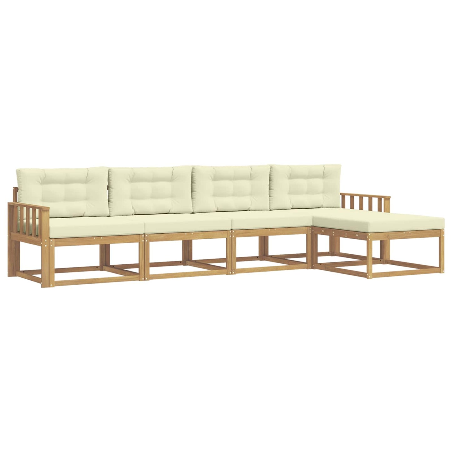 Buiten bankenset met kussen 4 pcs Wit en crèmekleurig Polyester is nu te koop bij PeponiXL, paradijselijk wonen!