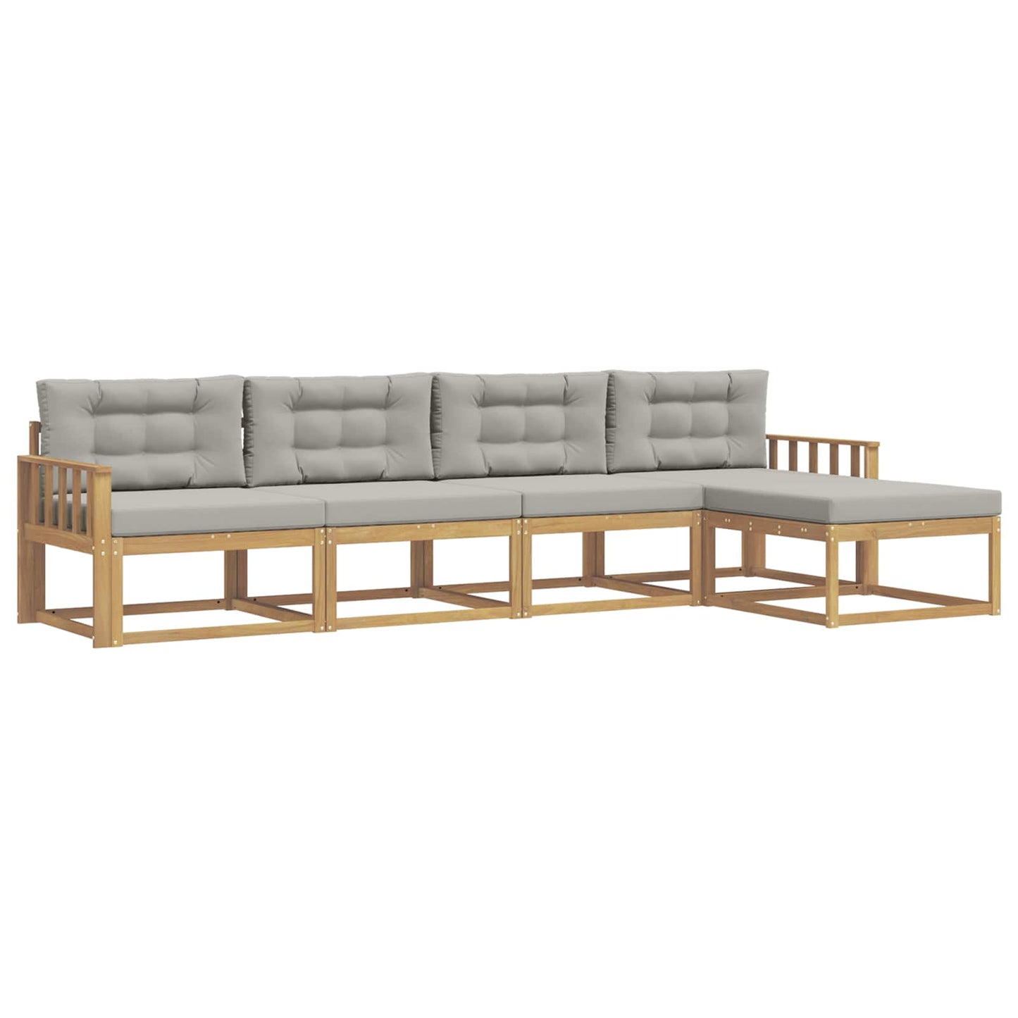 Buiten bankenset met kussen 4 pcs Wit en Lichtgrijs Polyester is nu te koop bij PeponiXL, paradijselijk wonen!