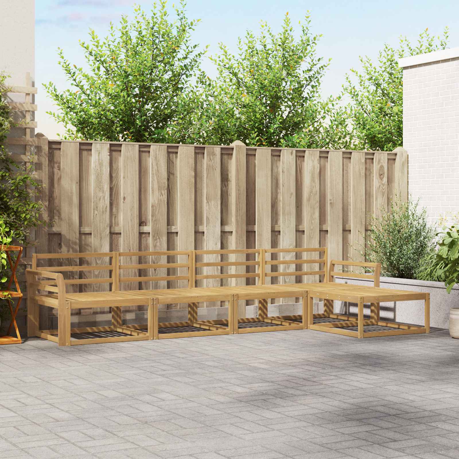 Buiten bankenset 5 pcs Wit 333 x 162,5 x 73 cm is nu te koop bij PeponiXL, paradijselijk wonen!