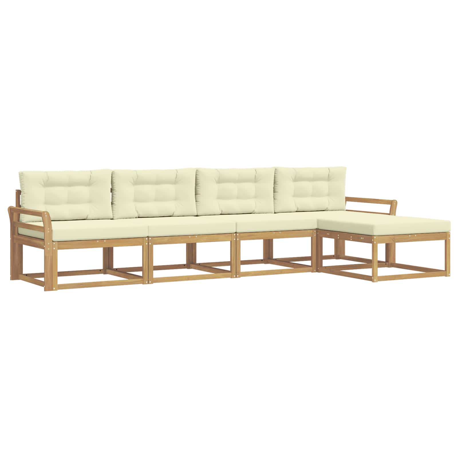 Buiten bankenset met kussen 4 pcs Wit en crèmekleurig Polyester is nu te koop bij PeponiXL, paradijselijk wonen!