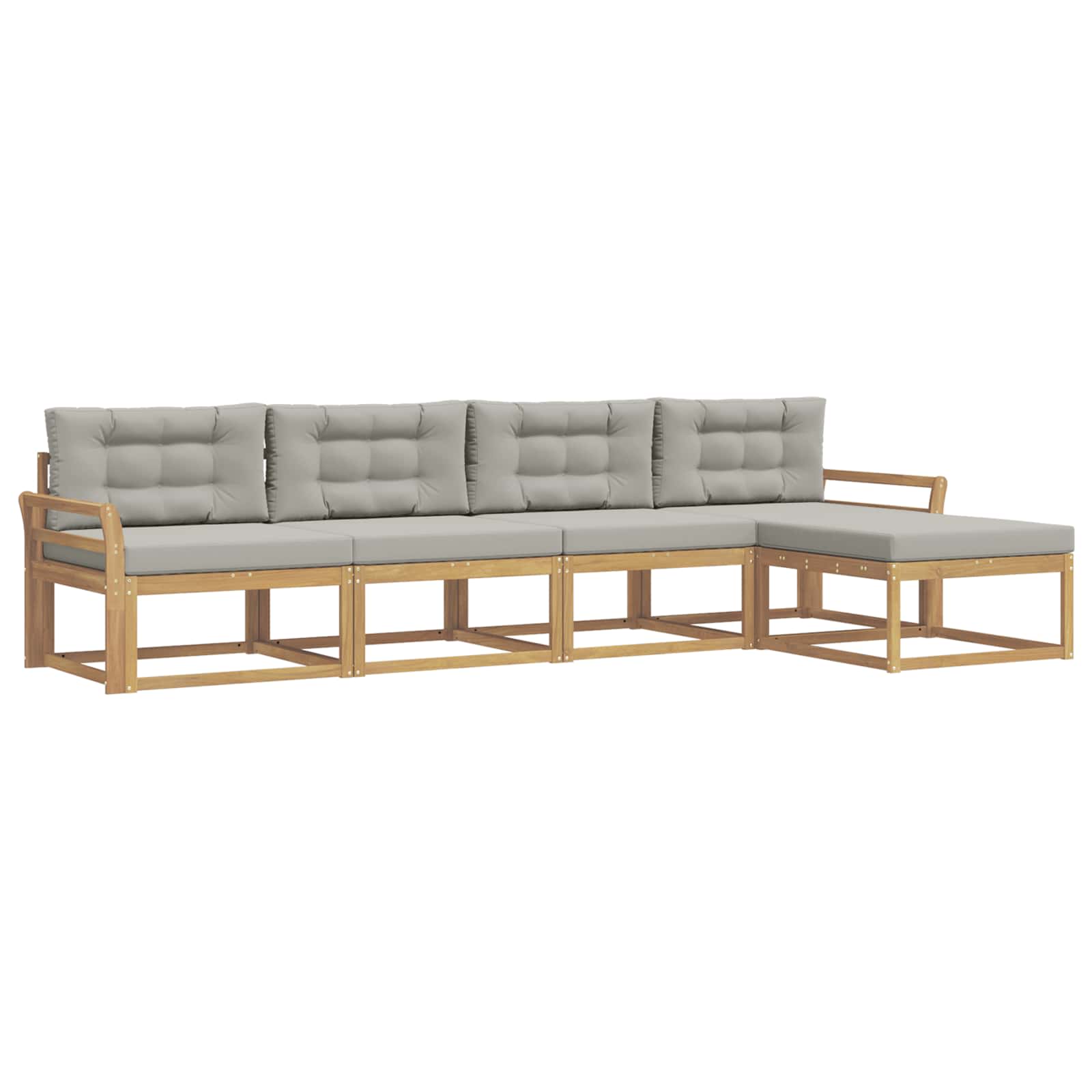 Buiten bankenset met kussen 4 pcs Wit en Lichtgrijs Polyester is nu te koop bij PeponiXL, paradijselijk wonen!