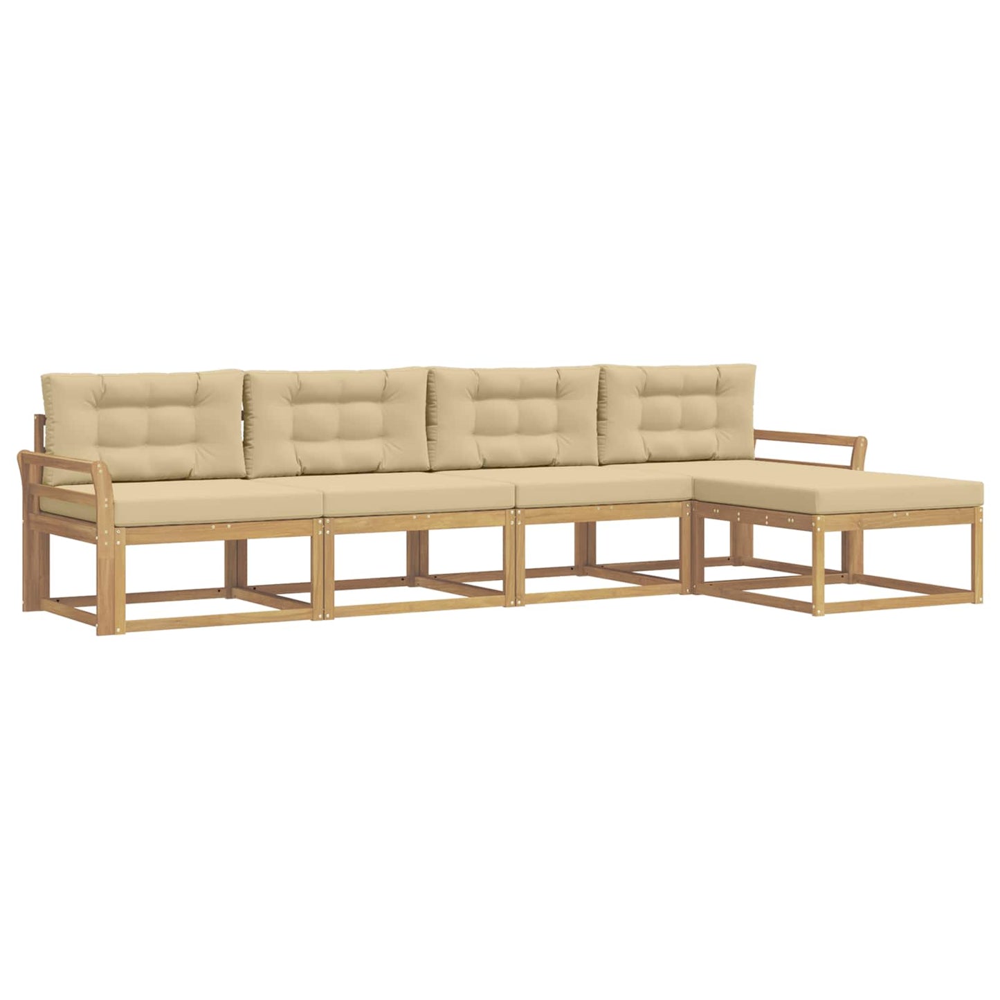 Buiten bankenset met kussen 4 pcs Wit en Beige Polyester is nu te koop bij PeponiXL, paradijselijk wonen!