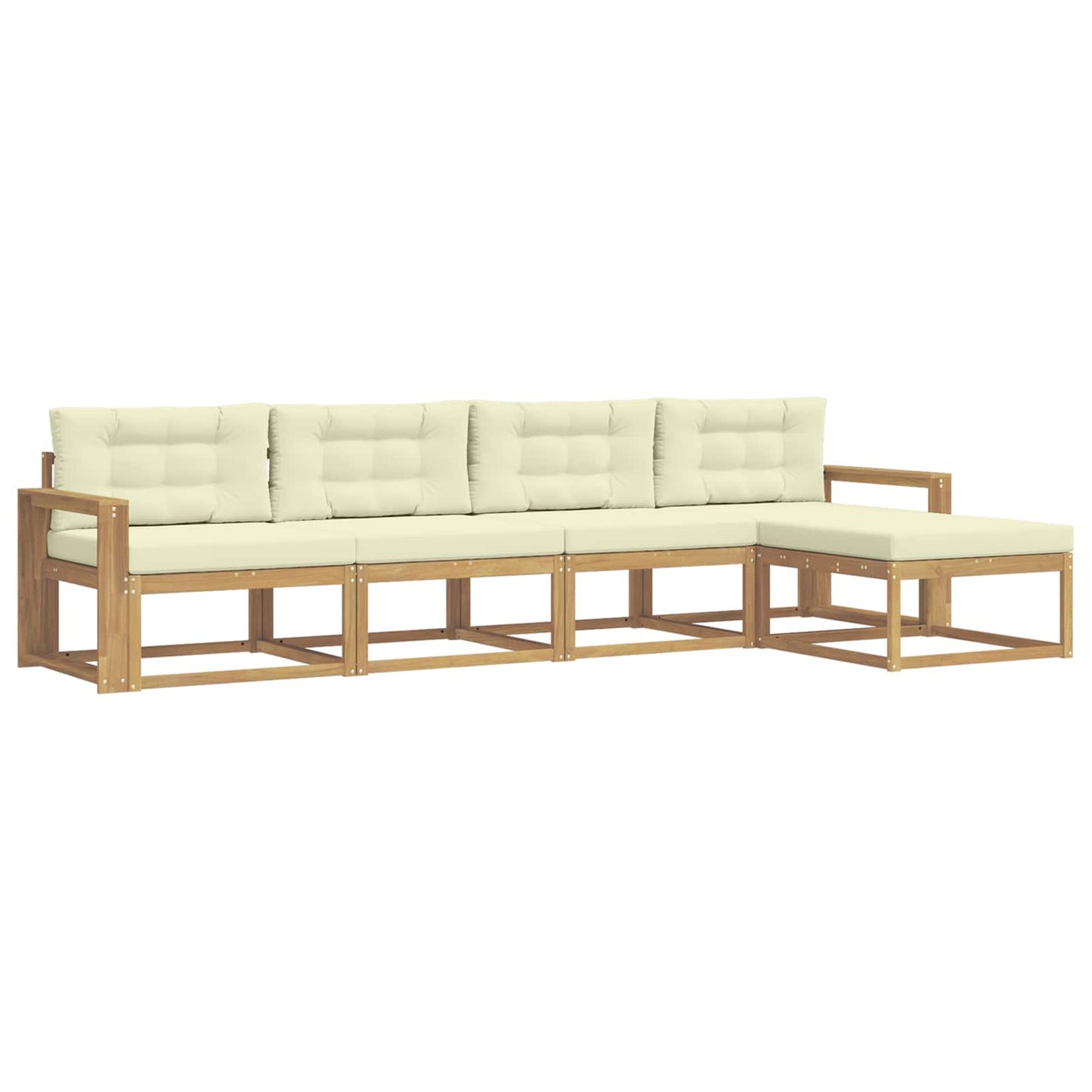 Buiten bankenset met kussen 4 pcs Wit en crèmekleurig Polyester is nu te koop bij PeponiXL, paradijselijk wonen!