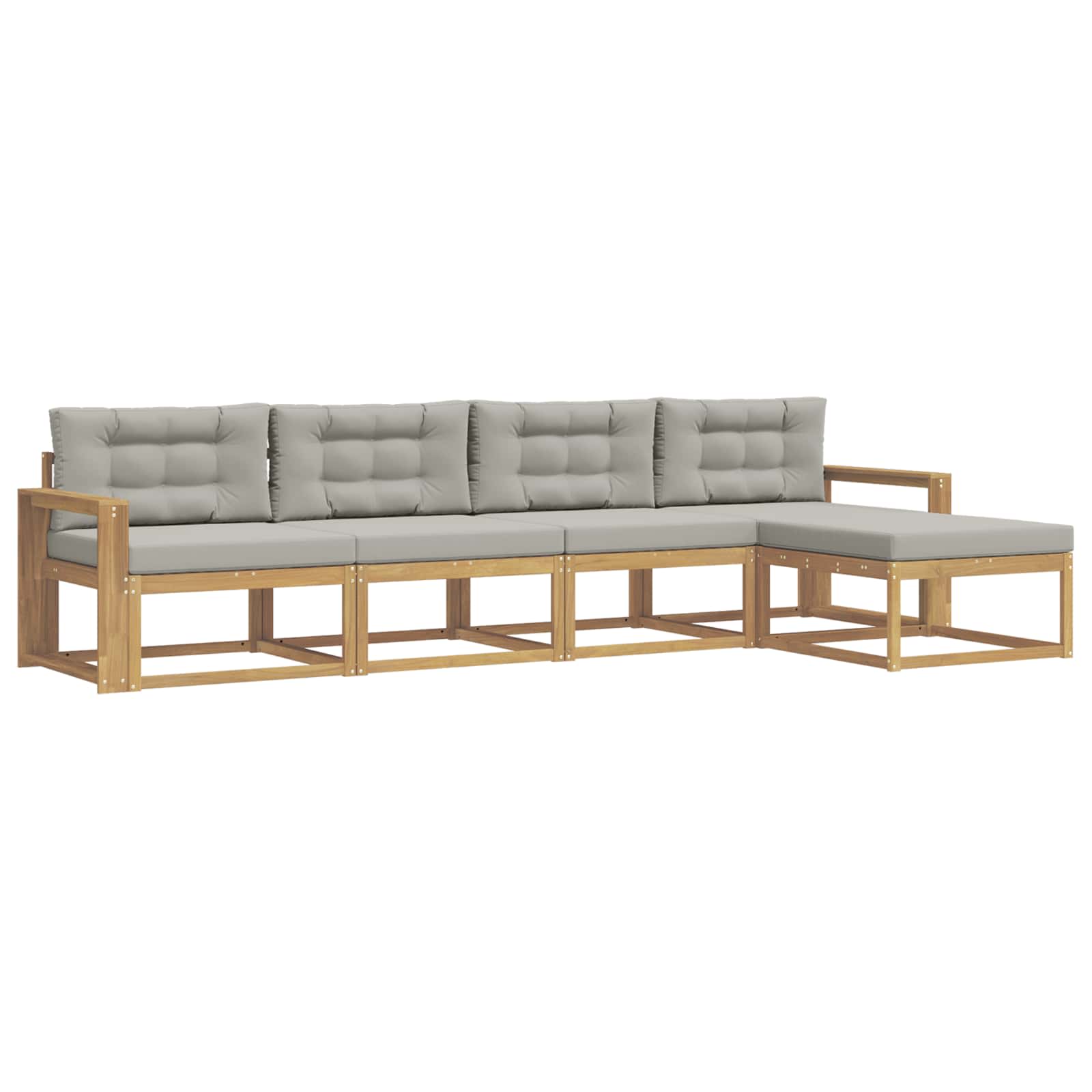Buiten bankenset met kussen 4 pcs Wit en Lichtgrijs Polyester is nu te koop bij PeponiXL, paradijselijk wonen!