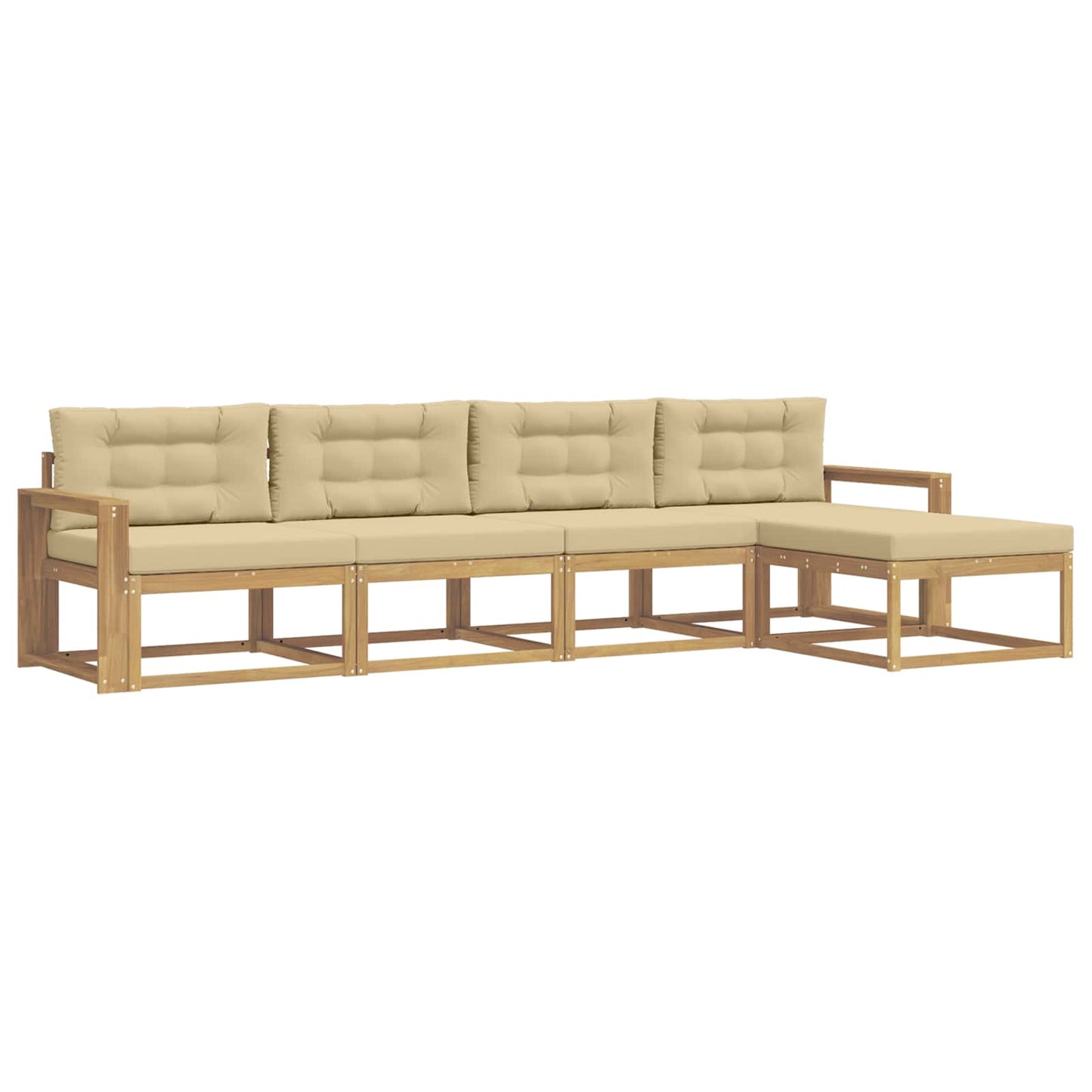 Buiten bankenset met kussen 4 pcs Wit en Beige Polyester is nu te koop bij PeponiXL, paradijselijk wonen!