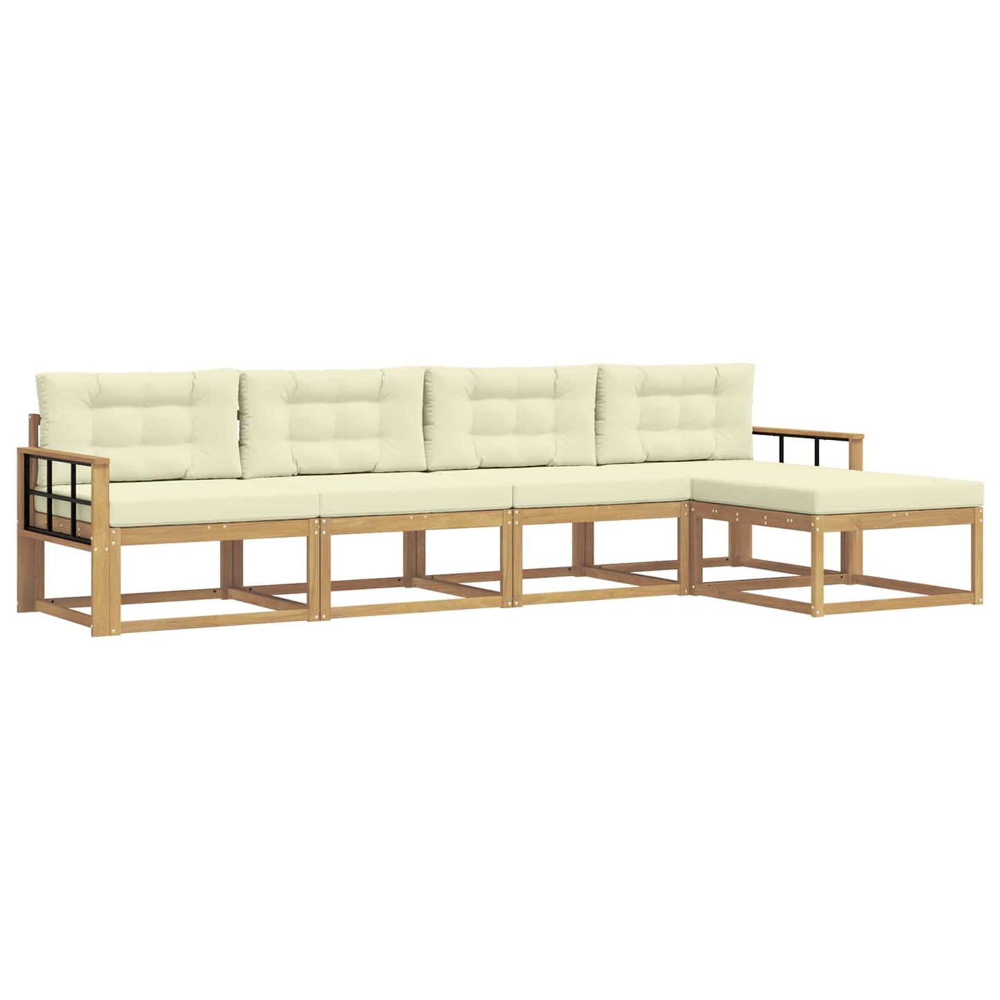 Buiten bankenset met kussen 4 pcs Wit en crèmekleurig Polyester is nu te koop bij PeponiXL, paradijselijk wonen!