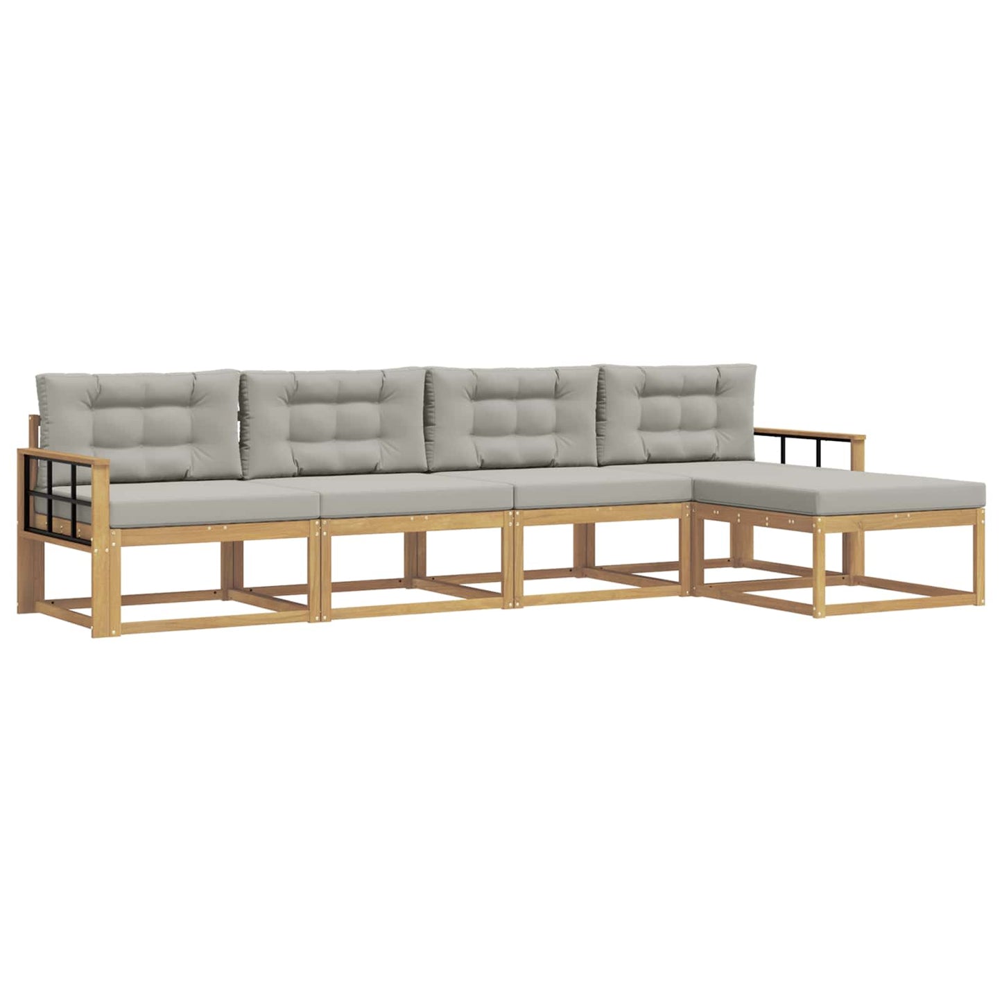 Buiten bankenset met kussen 4 pcs Wit en Lichtgrijs Polyester is nu te koop bij PeponiXL, paradijselijk wonen!