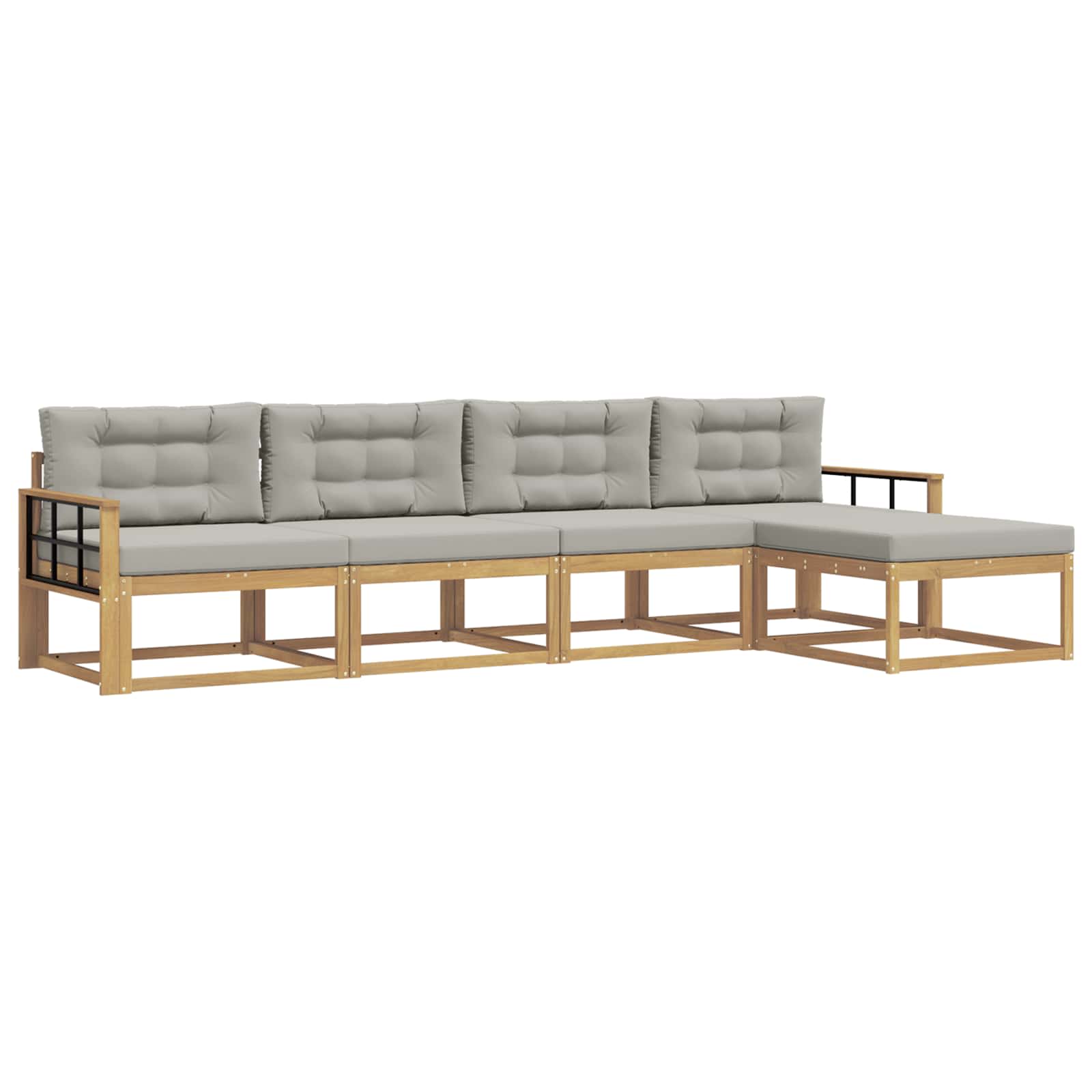 Buiten bankenset met kussen 4 pcs Wit en Lichtgrijs Polyester is nu te koop bij PeponiXL, paradijselijk wonen!
