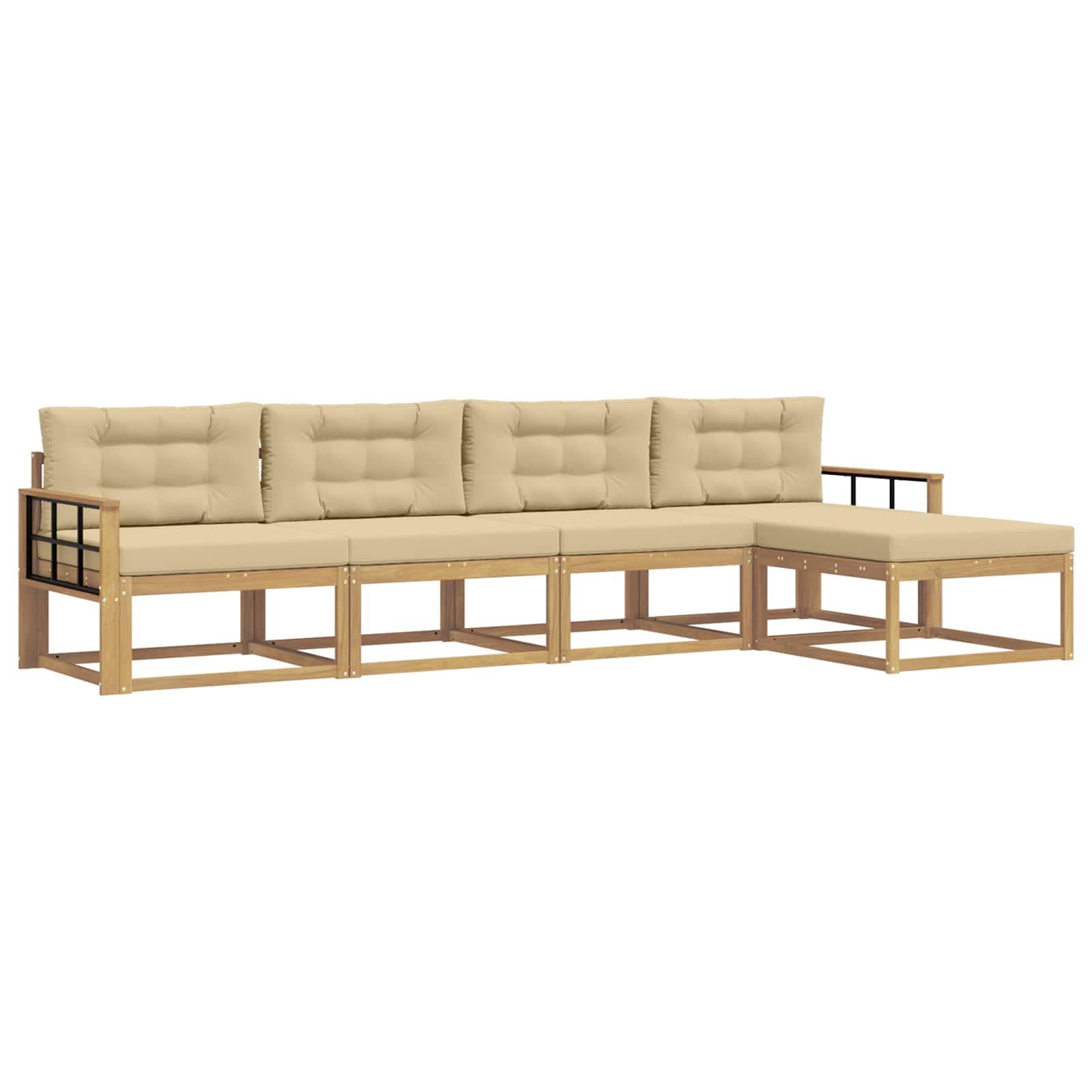 Buiten bankenset met kussen 4 pcs Wit en Beige Polyester is nu te koop bij PeponiXL, paradijselijk wonen!