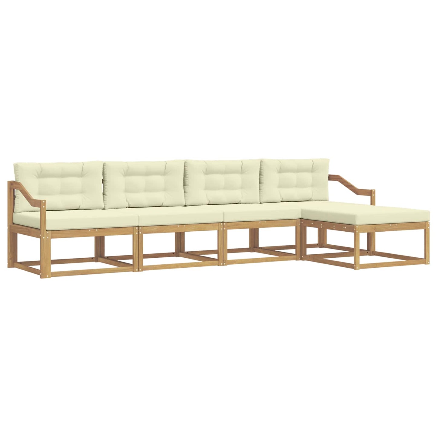 Buiten bankenset met kussen 4 pcs Wit en crèmekleurig Polyester is nu te koop bij PeponiXL, paradijselijk wonen!