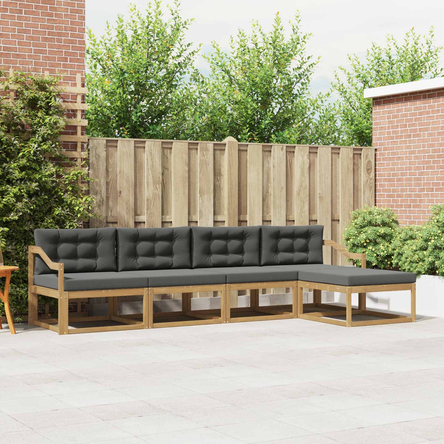 Buiten bankenset 4 pcs Wit en antracietkleurig Polyester is nu te koop bij PeponiXL, paradijselijk wonen!
