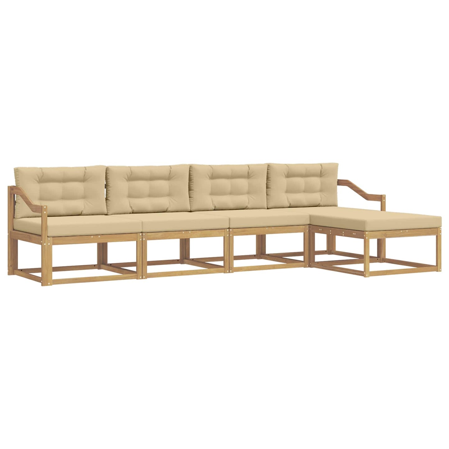 Buiten bankenset met kussen 4 pcs Wit en Beige Polyester is nu te koop bij PeponiXL, paradijselijk wonen!