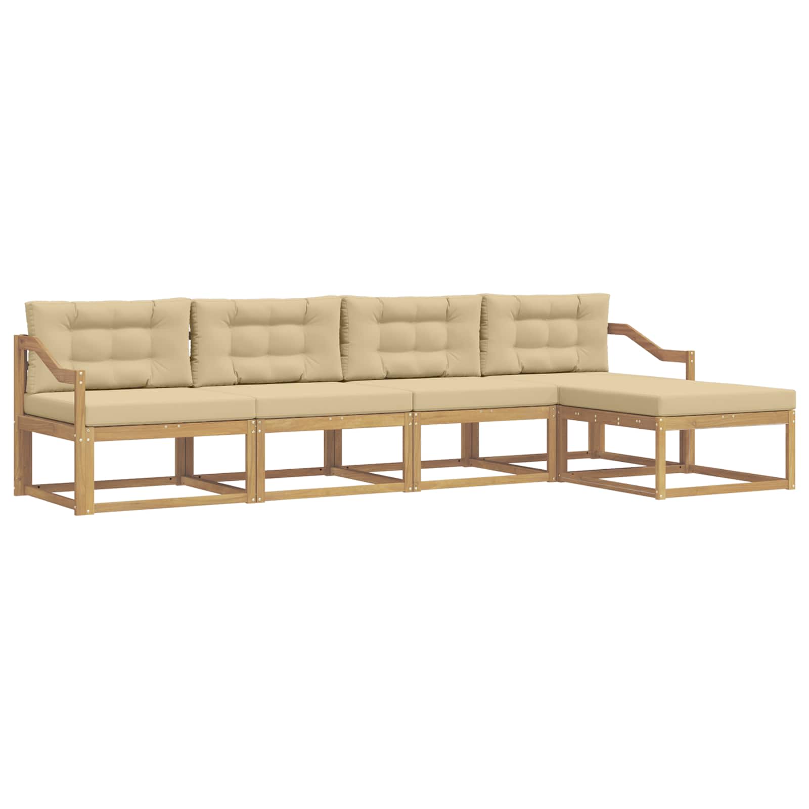 Buiten bankenset met kussen 4 pcs Wit en Beige Polyester is nu te koop bij PeponiXL, paradijselijk wonen!